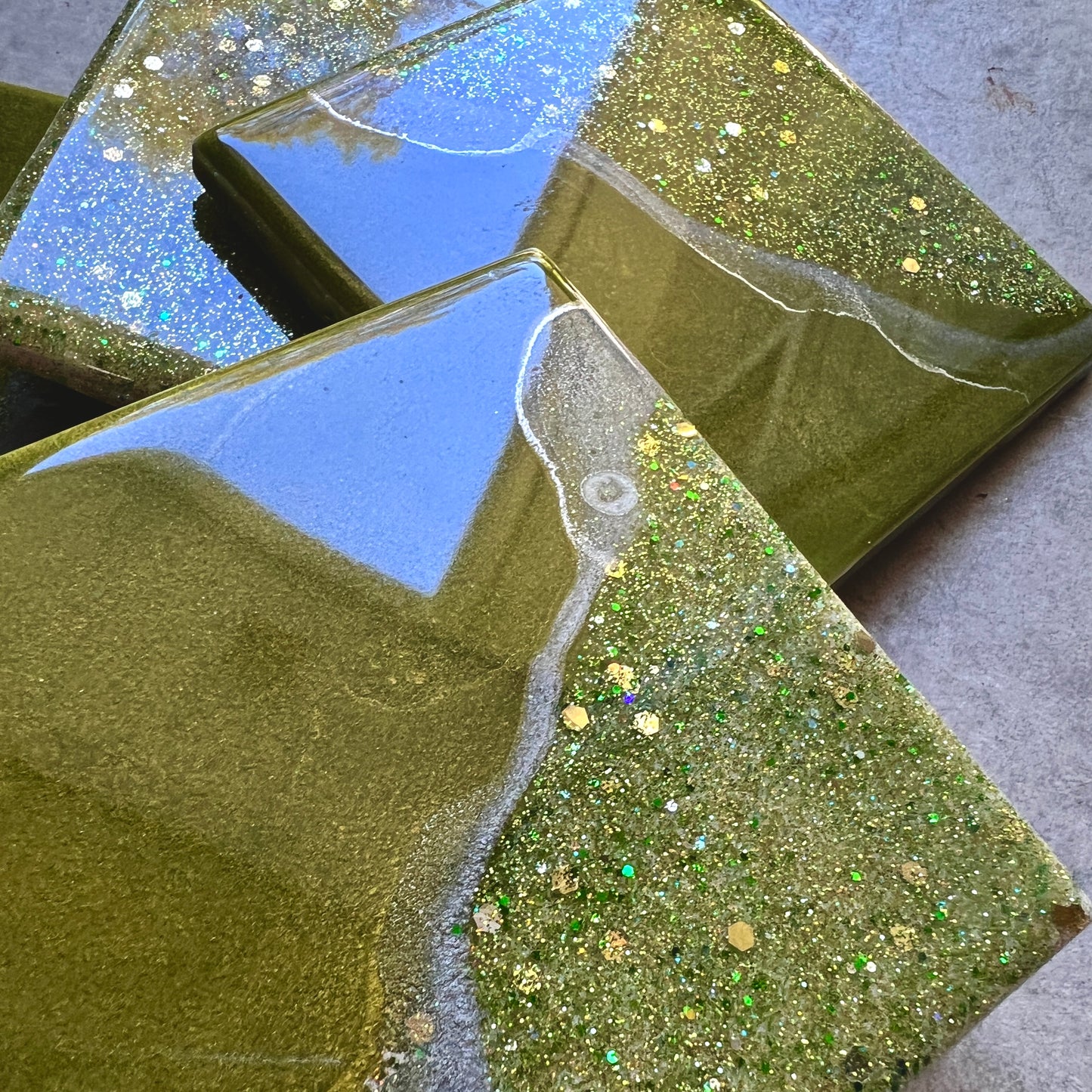 Olive and Sparkle Coaster Set