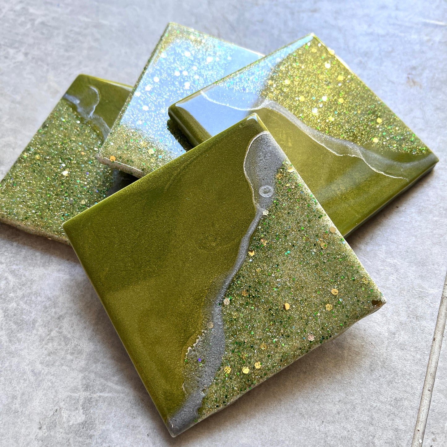 Olive and Sparkle Coaster Set