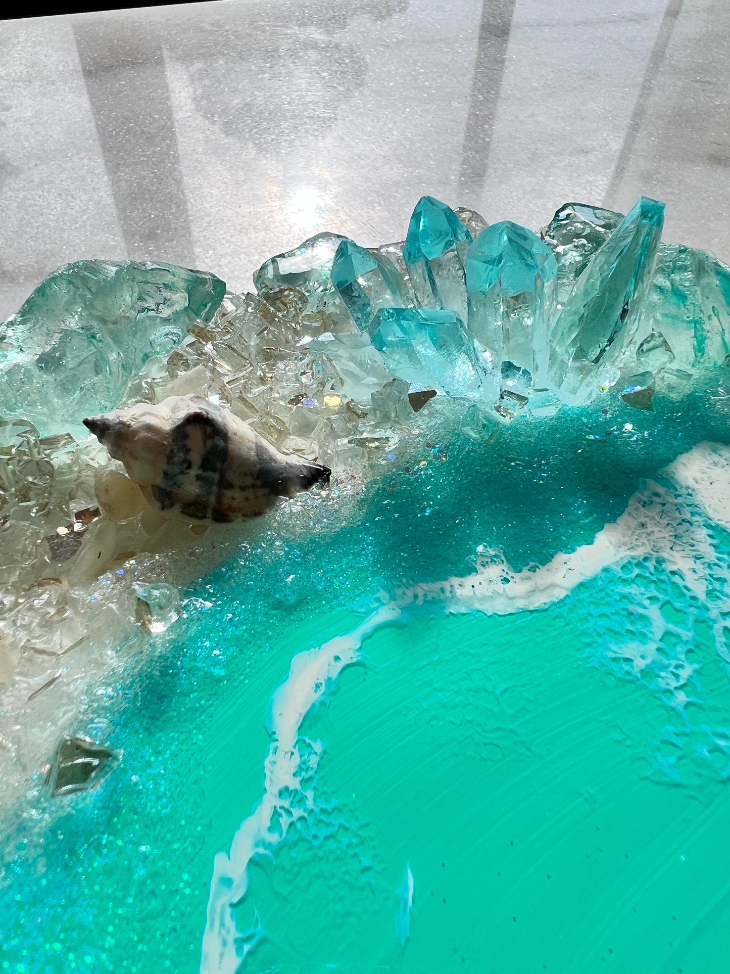 Beach art with double glass edge
