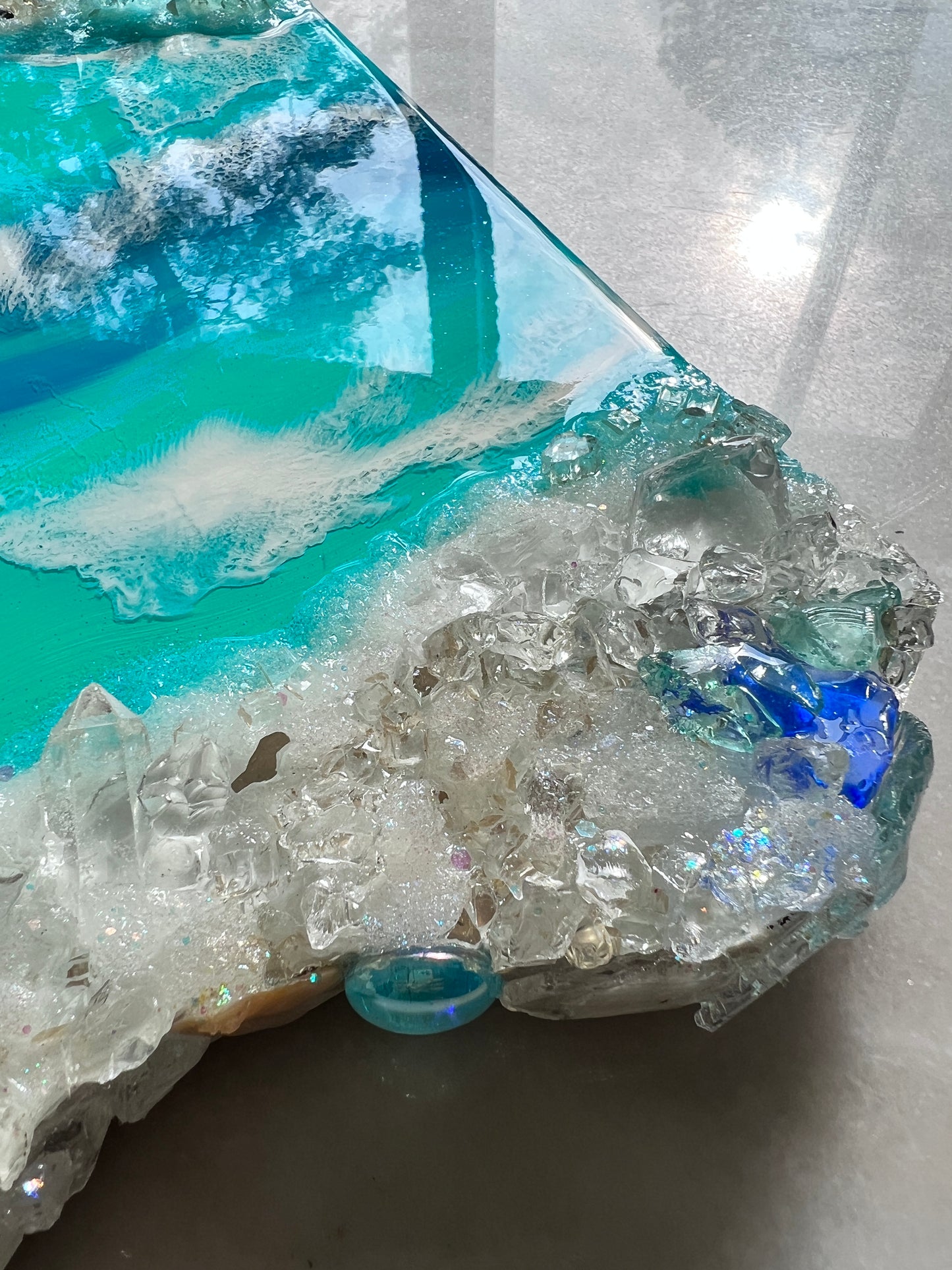 Beach art with double glass edge