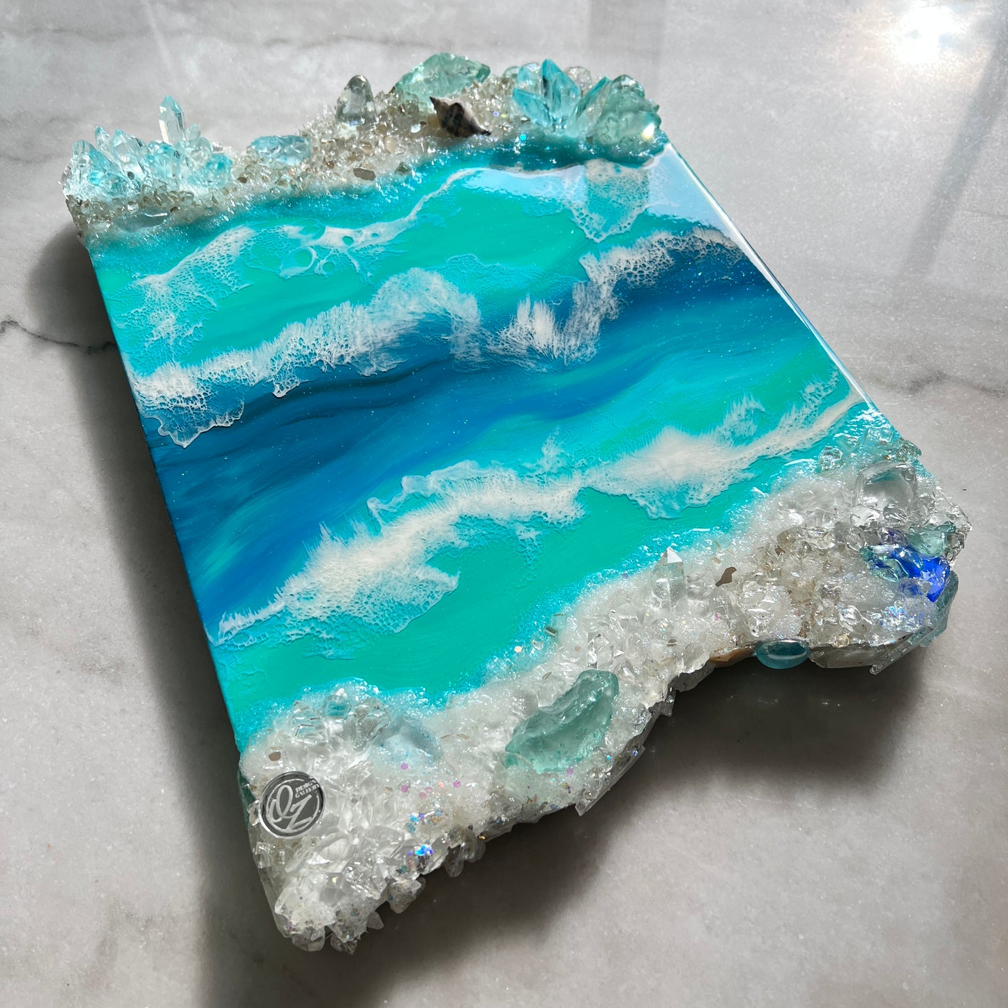 Beach art with double glass edge