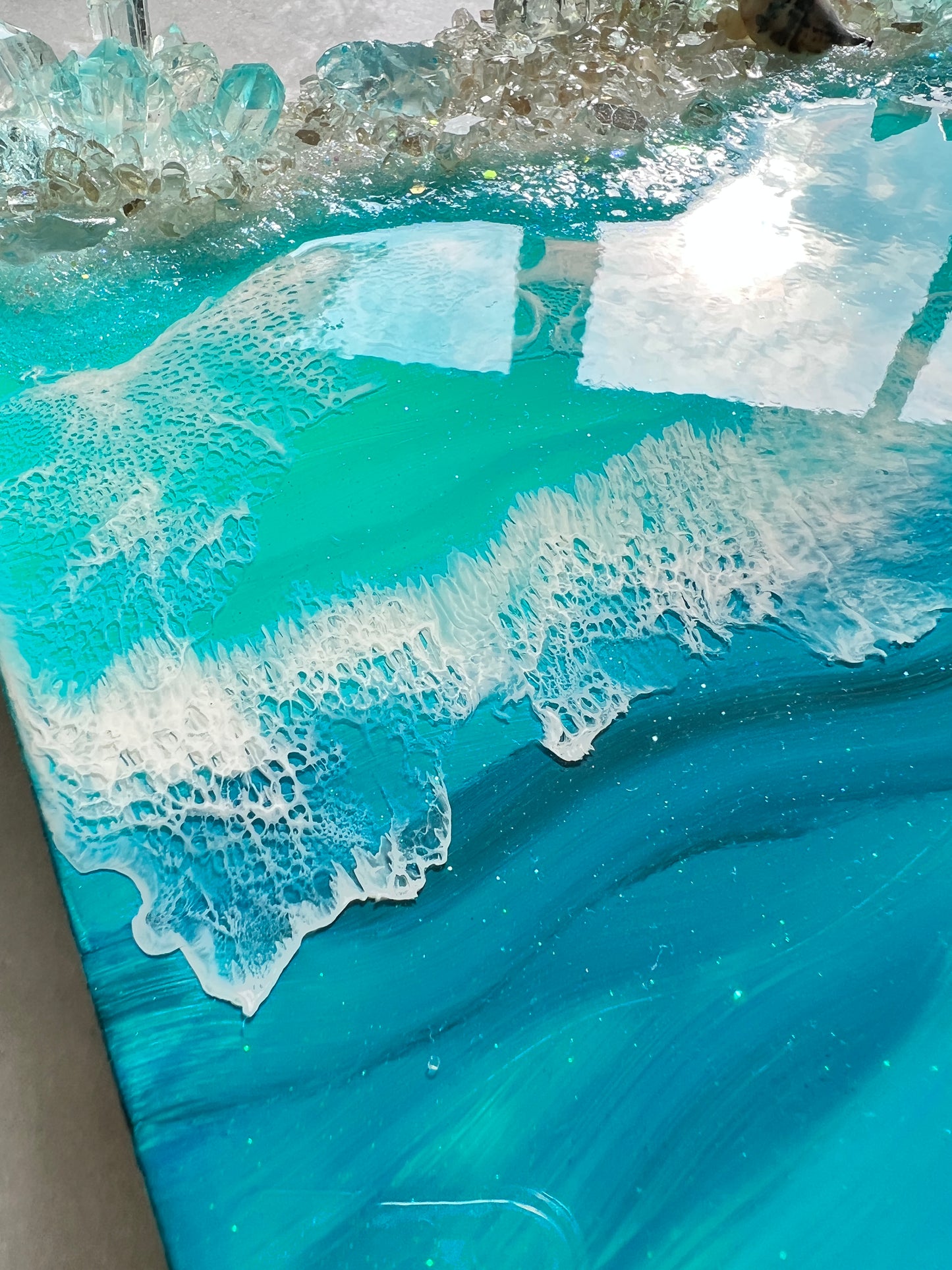 Beach art with double glass edge