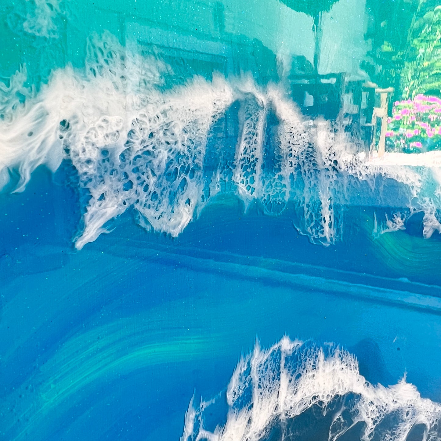 Luxury Beach art with glass and resin crystals