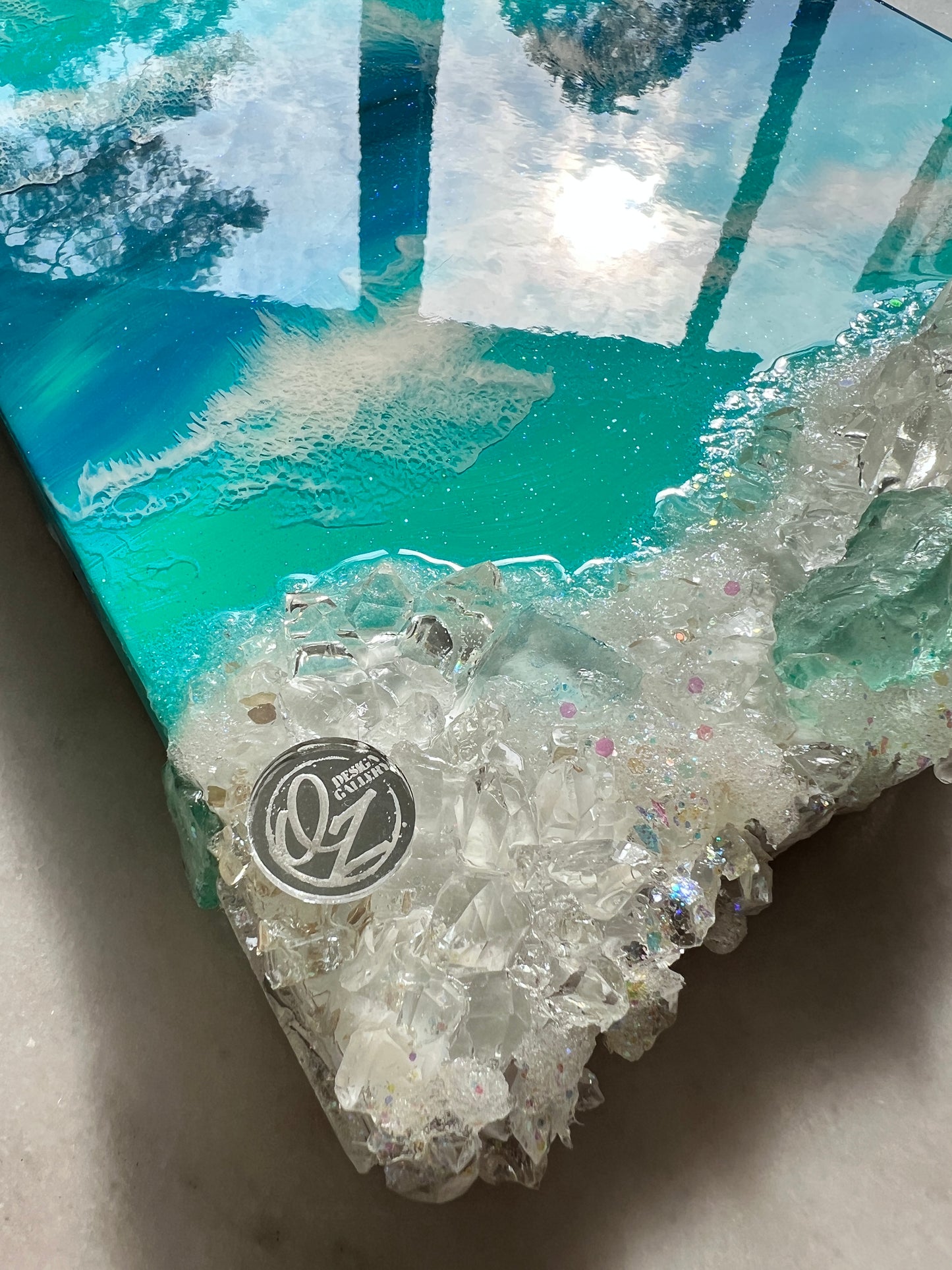Beach art with double glass edge