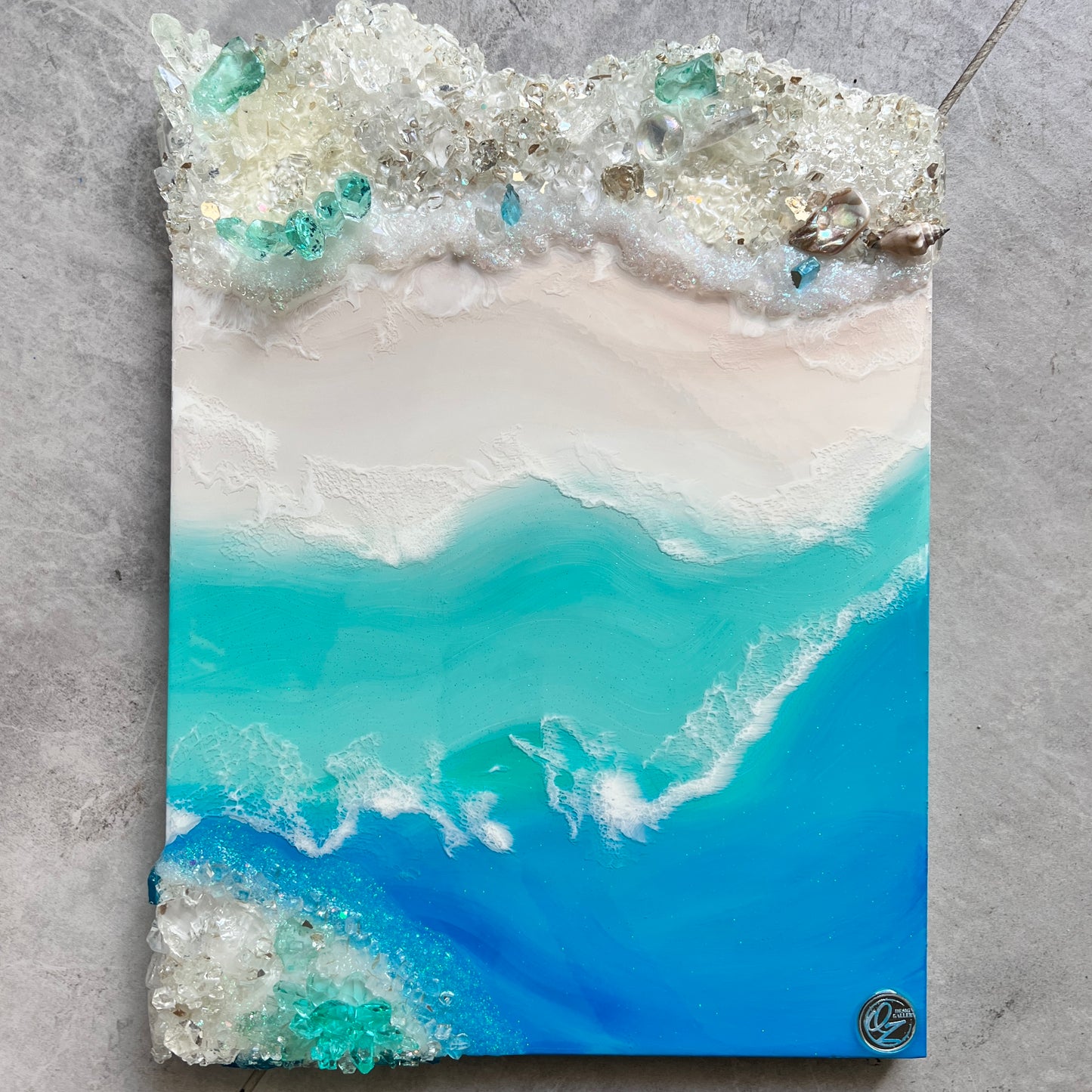Beach art with live glass edge