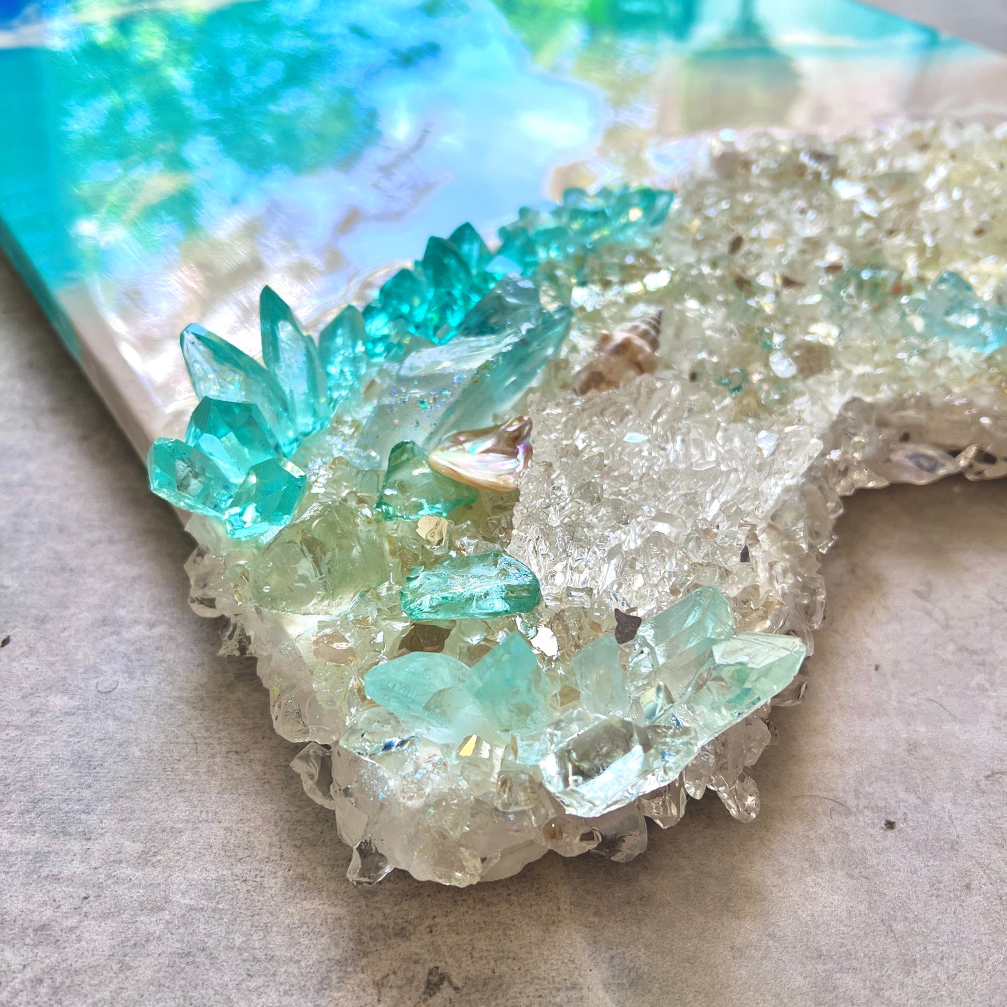 Luxury Beach art with glass and resin crystals