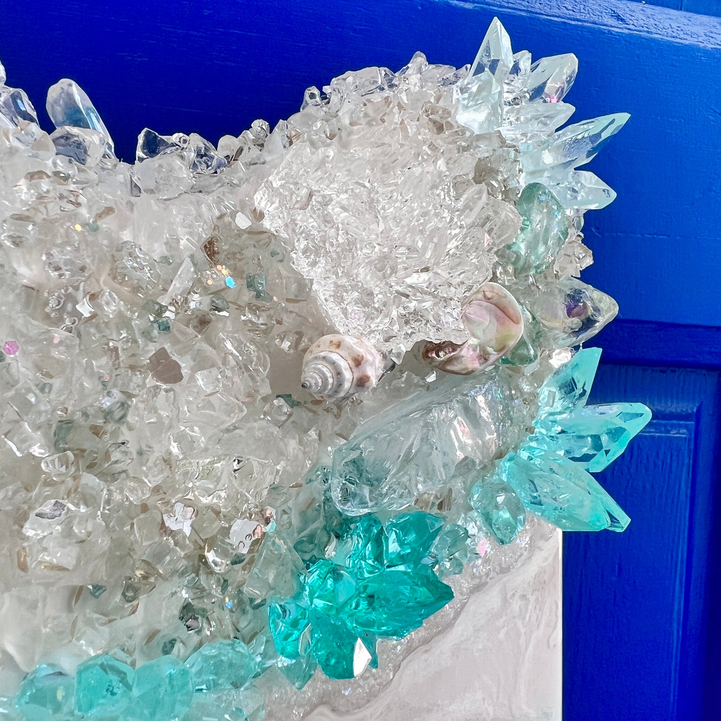 Luxury Beach art with glass and resin crystals