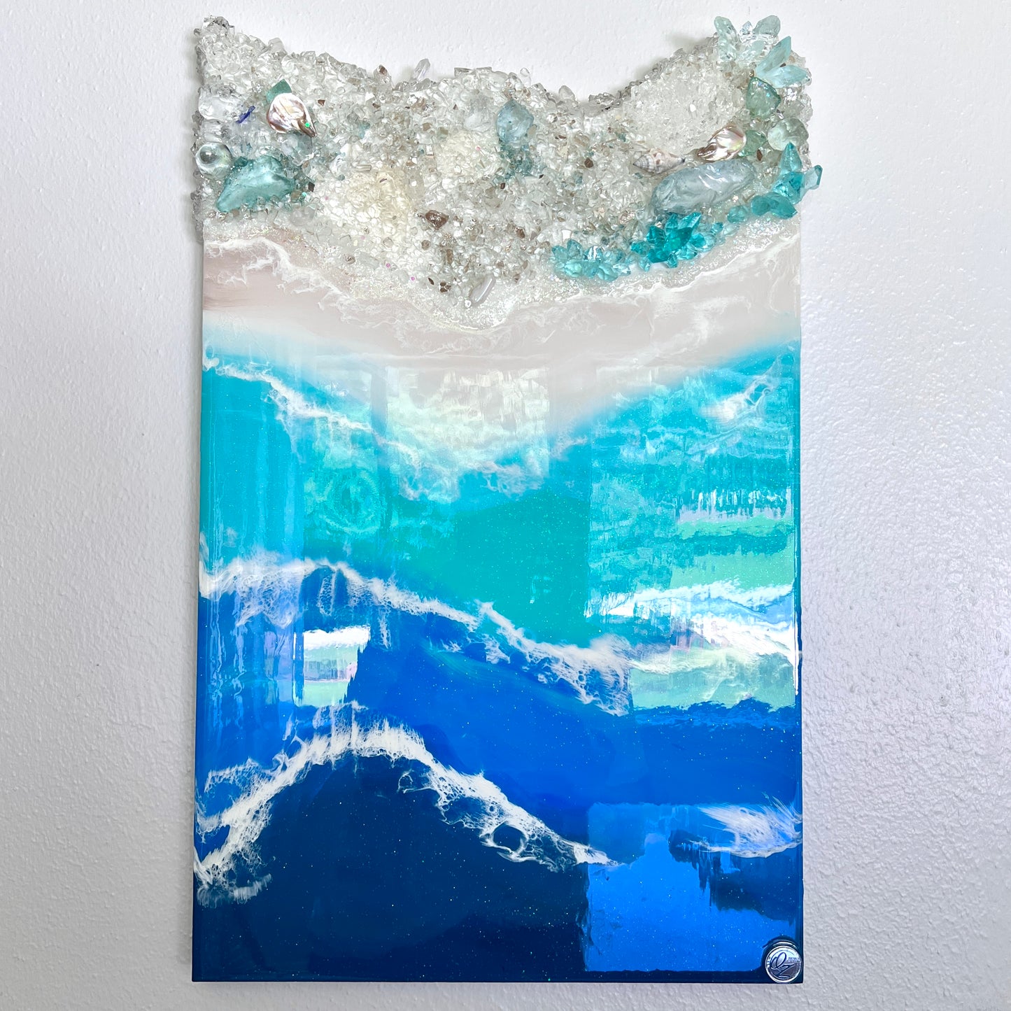 Luxury Beach art with glass and resin crystals
