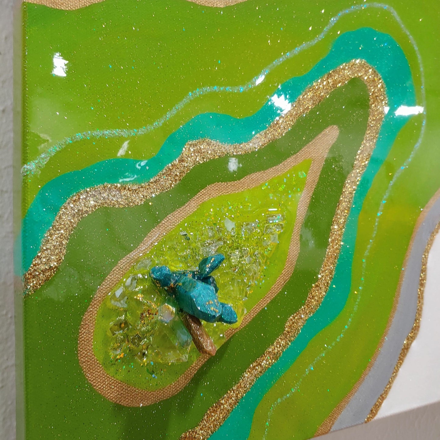 Multicolored geode style resin and acrylic artwork-Kaleidoscope 48x60