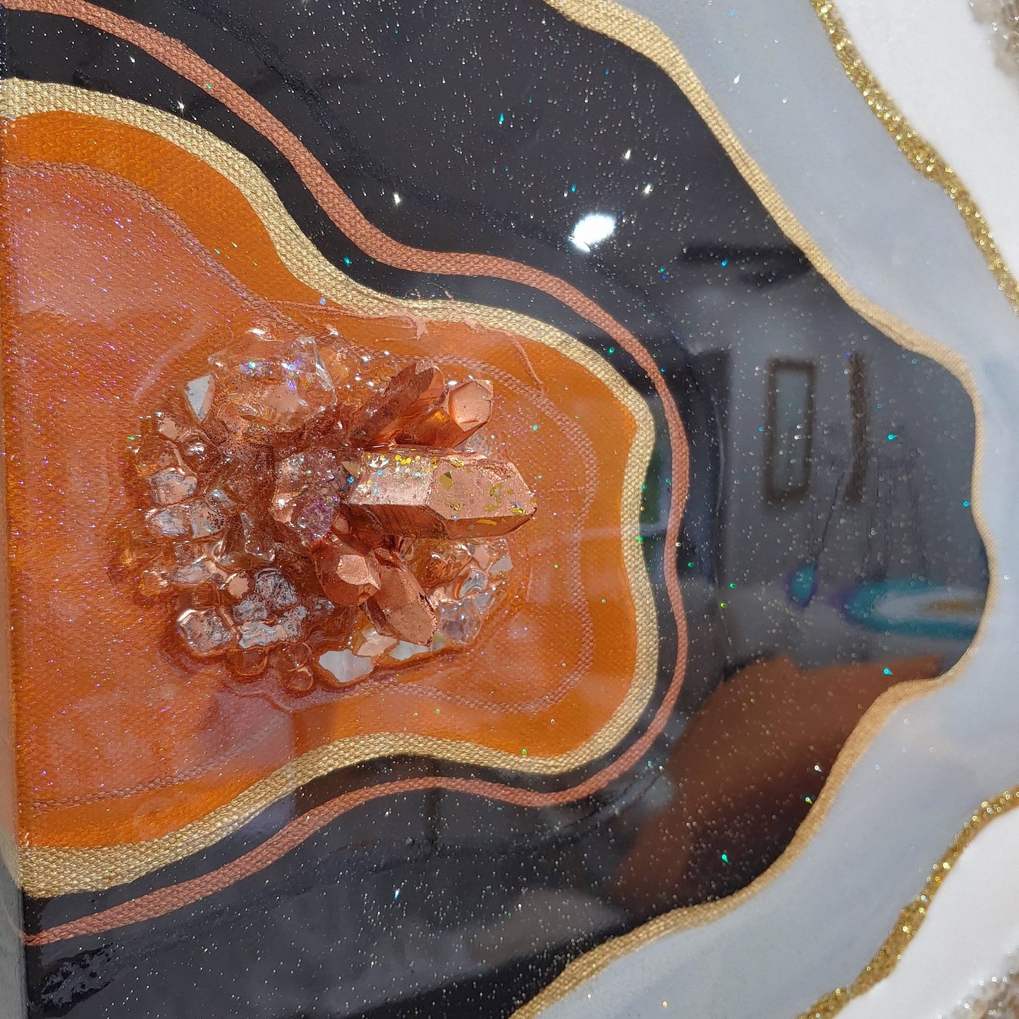 Multicolored geode style resin and acrylic artwork-Kaleidoscope 48x60