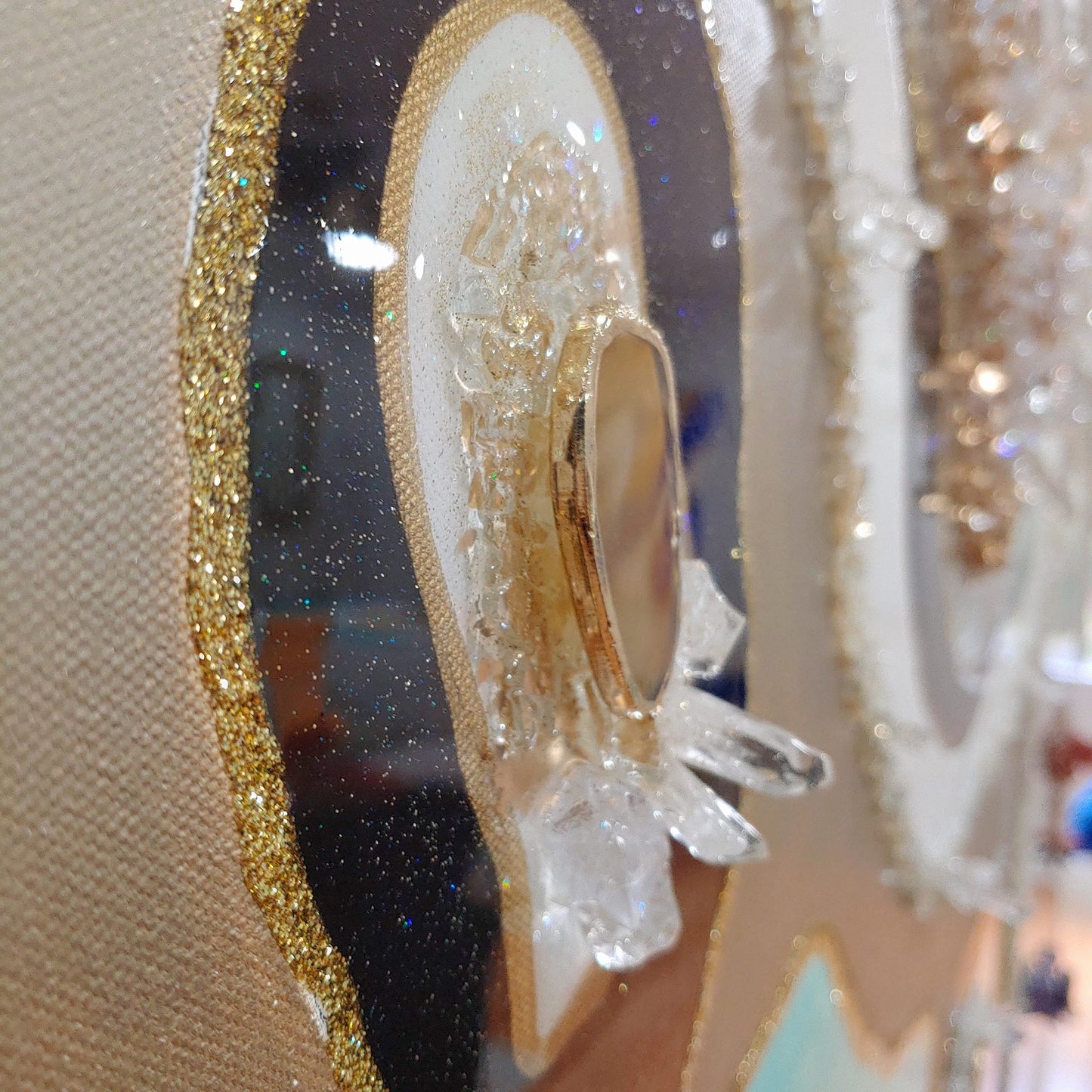Multicolored geode style resin and acrylic artwork-Kaleidoscope 48x60