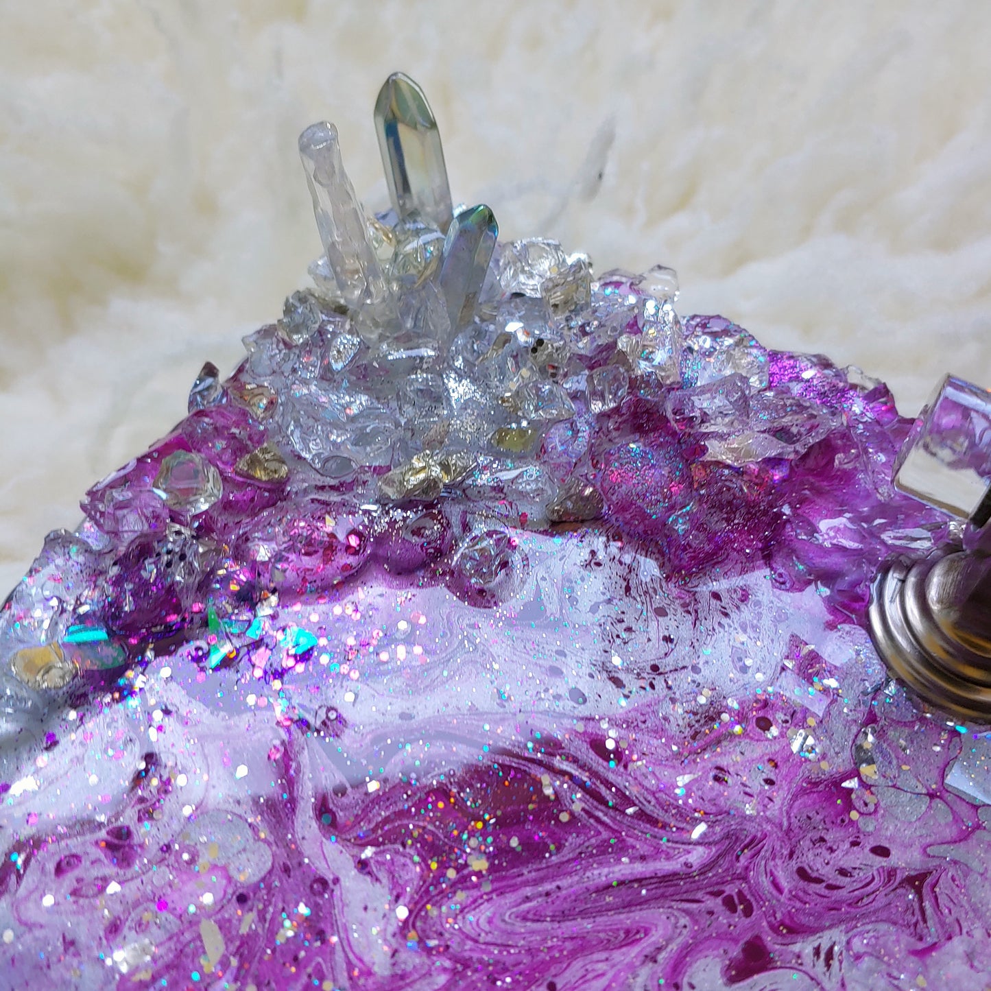 Luxury resin tray in Purple with natural edge