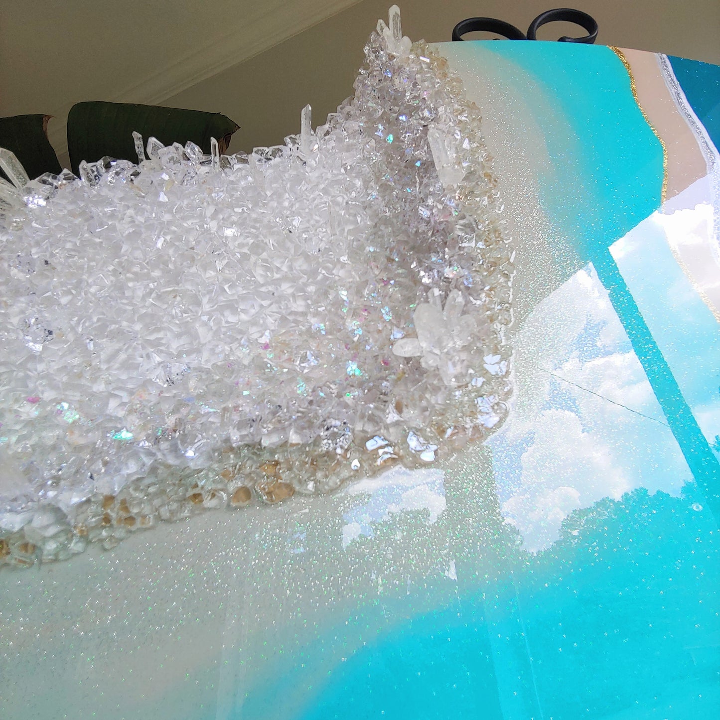 Blue wave cut out geode art