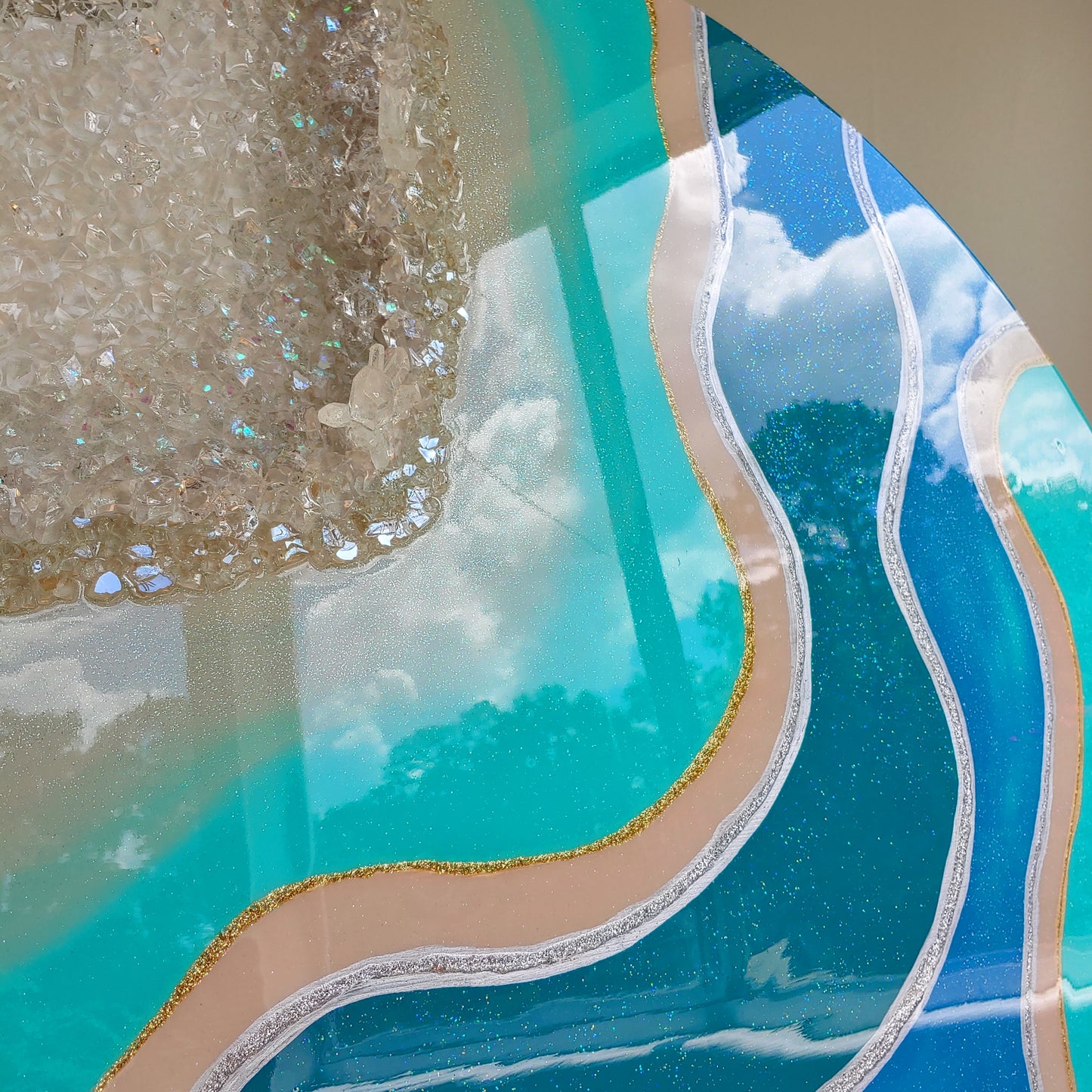Blue wave cut out geode art