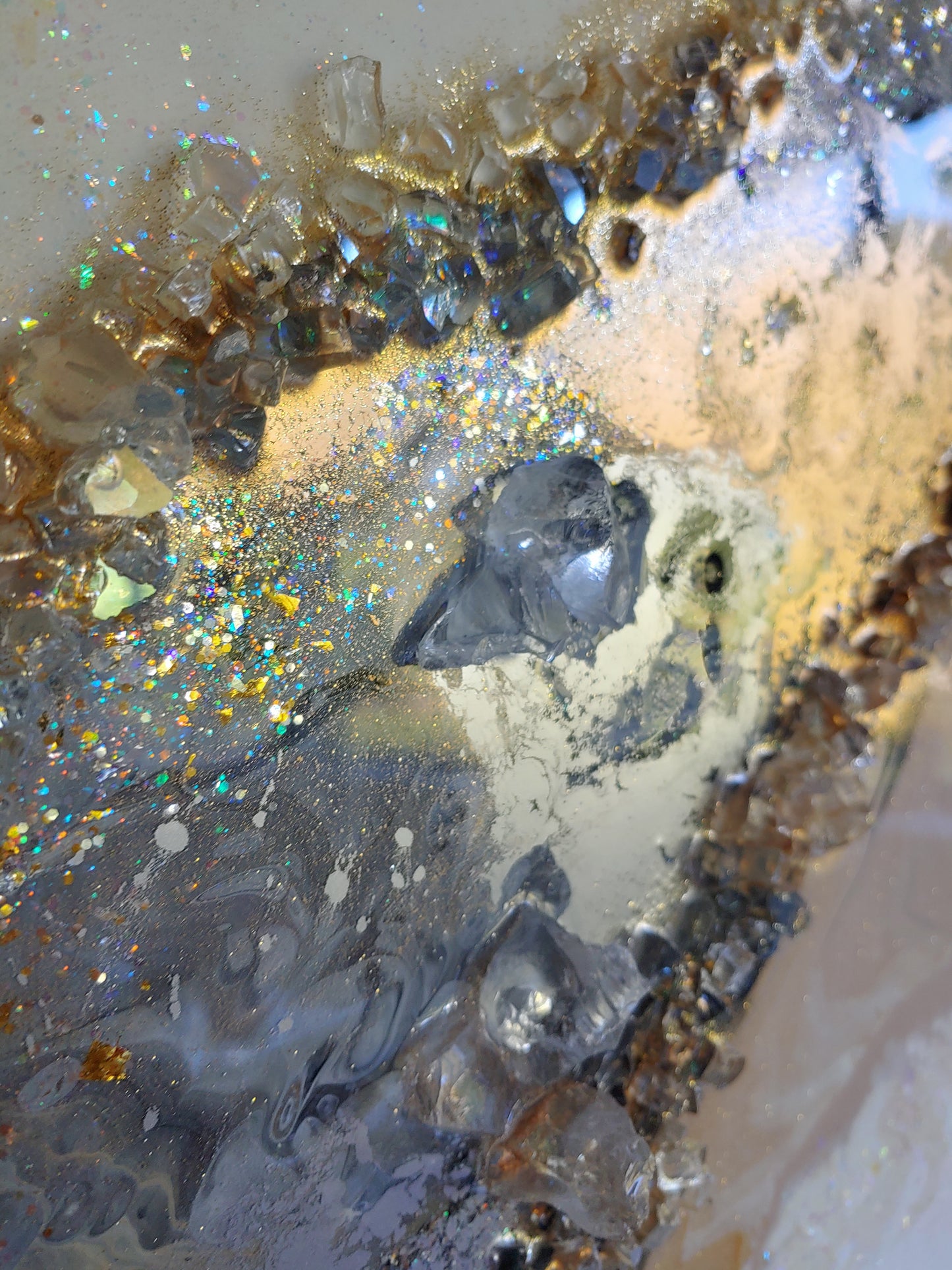 Cream, gold, black, silver and gold original work