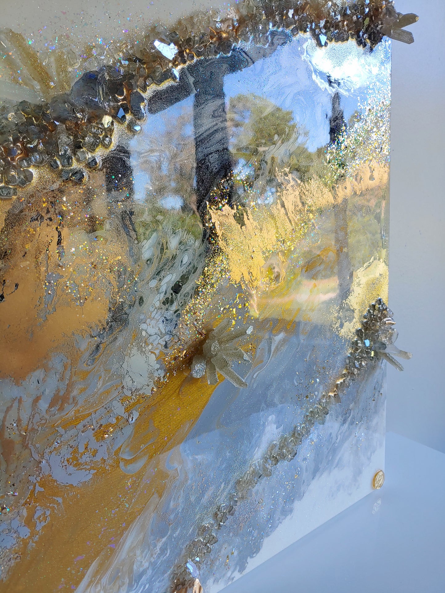 Cream, gold, black, silver and gold original work