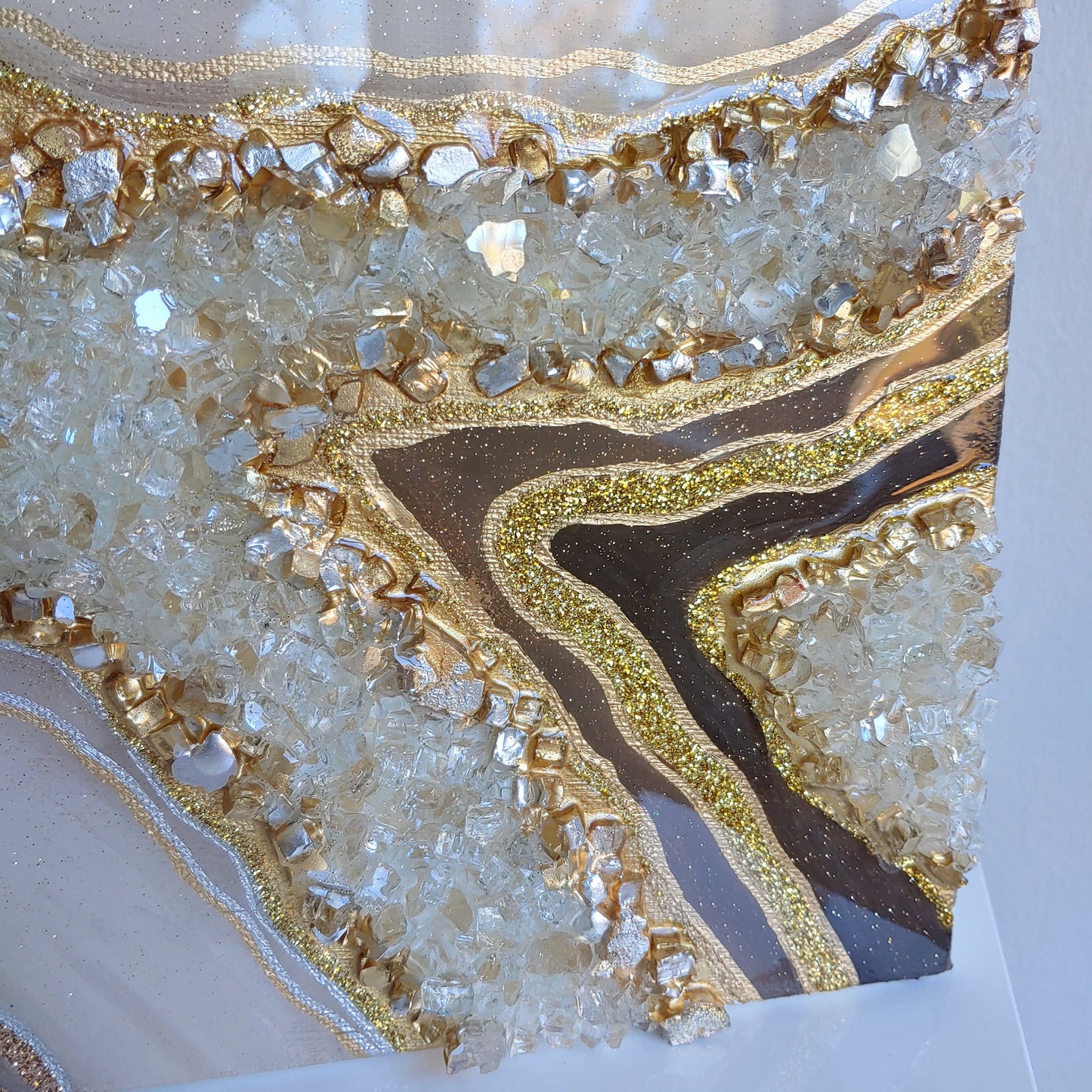 Golden Cream Sparkling Geode Original Art
