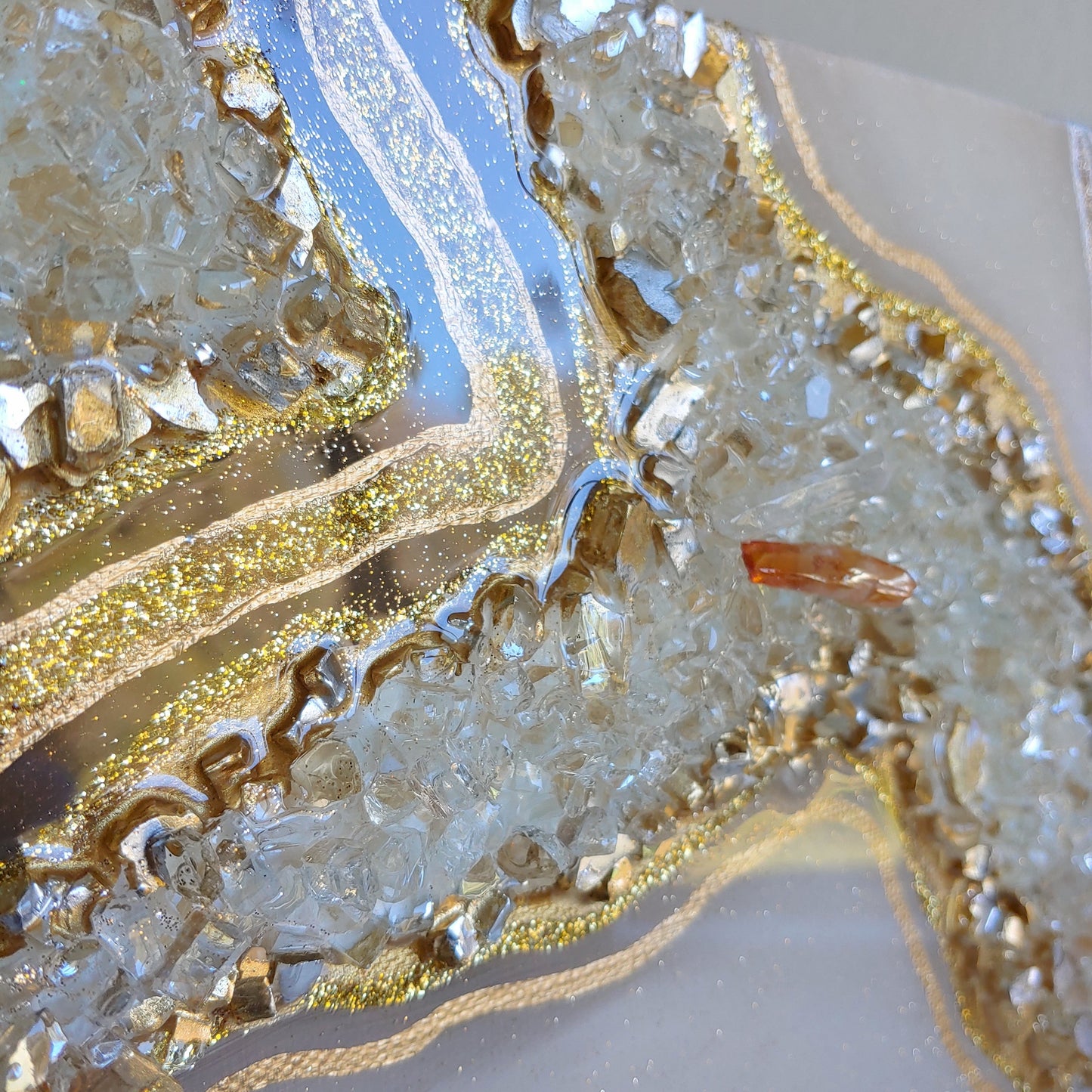 Golden Cream Sparkling Geode Original Art