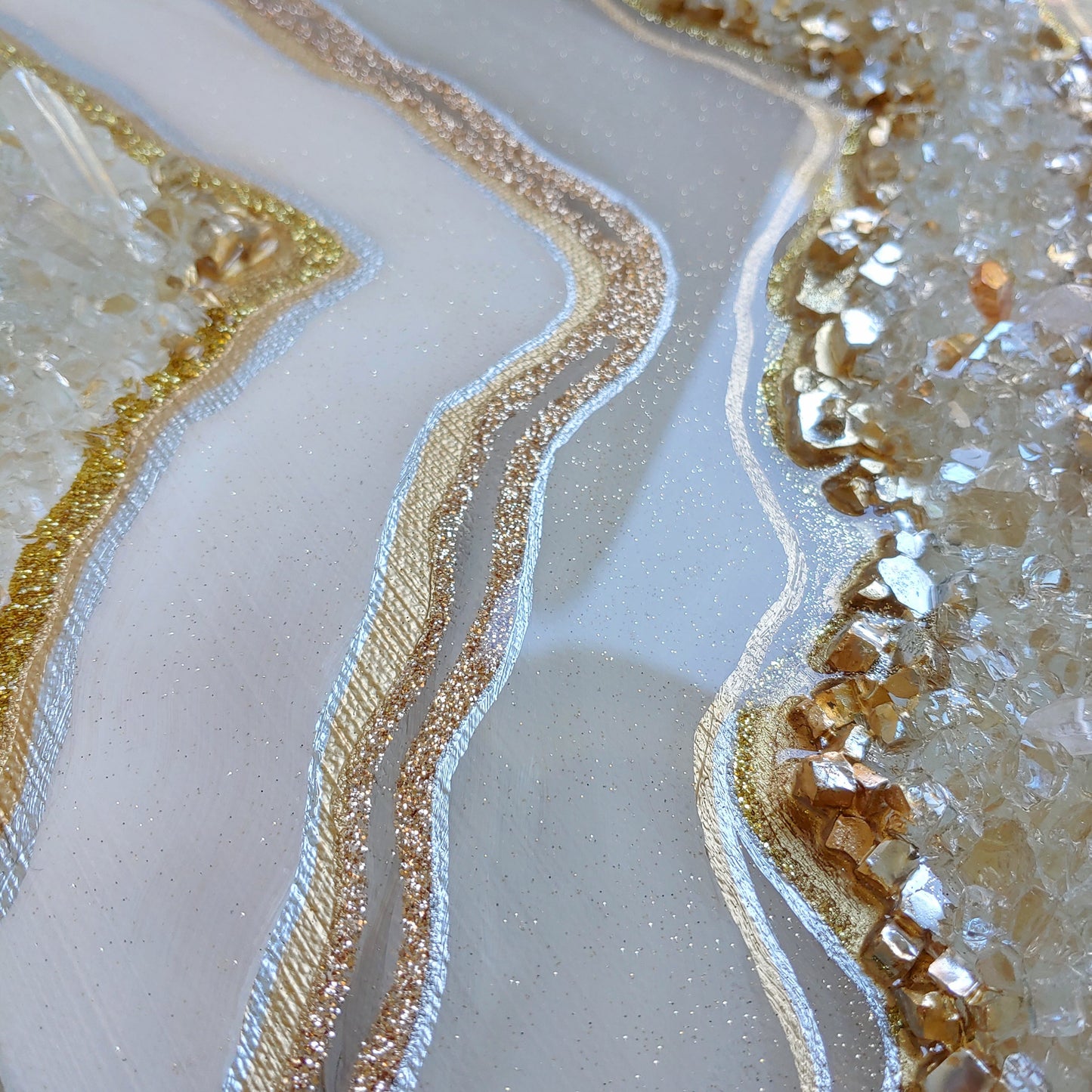 Golden Cream Sparkling Geode Original Art