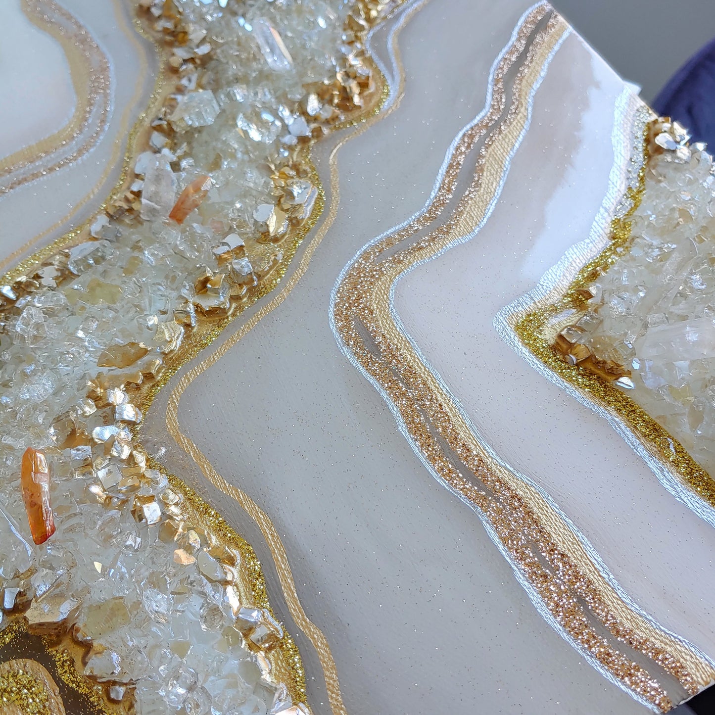 Golden Cream Sparkling Geode Original Art