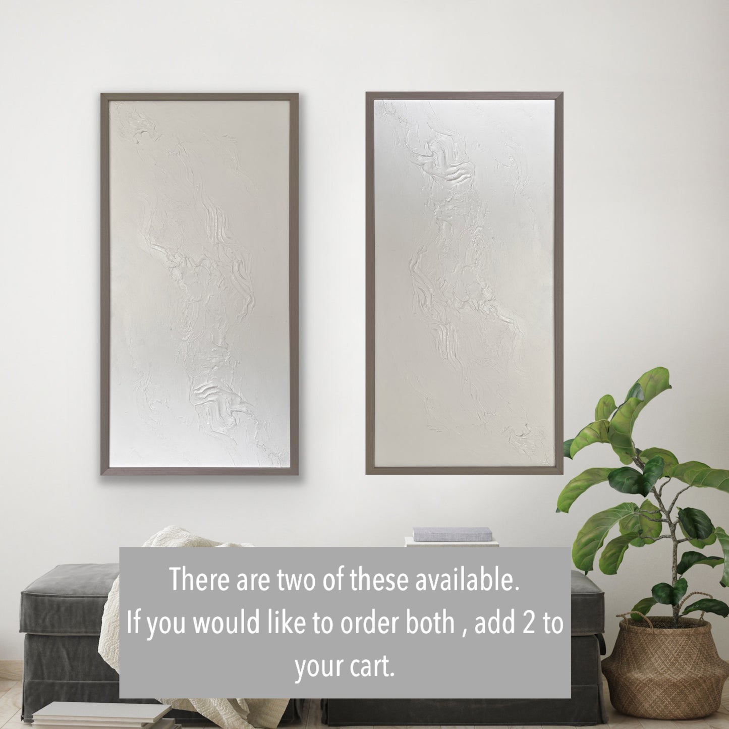 Fallen Snow white textured framed art with sparkle