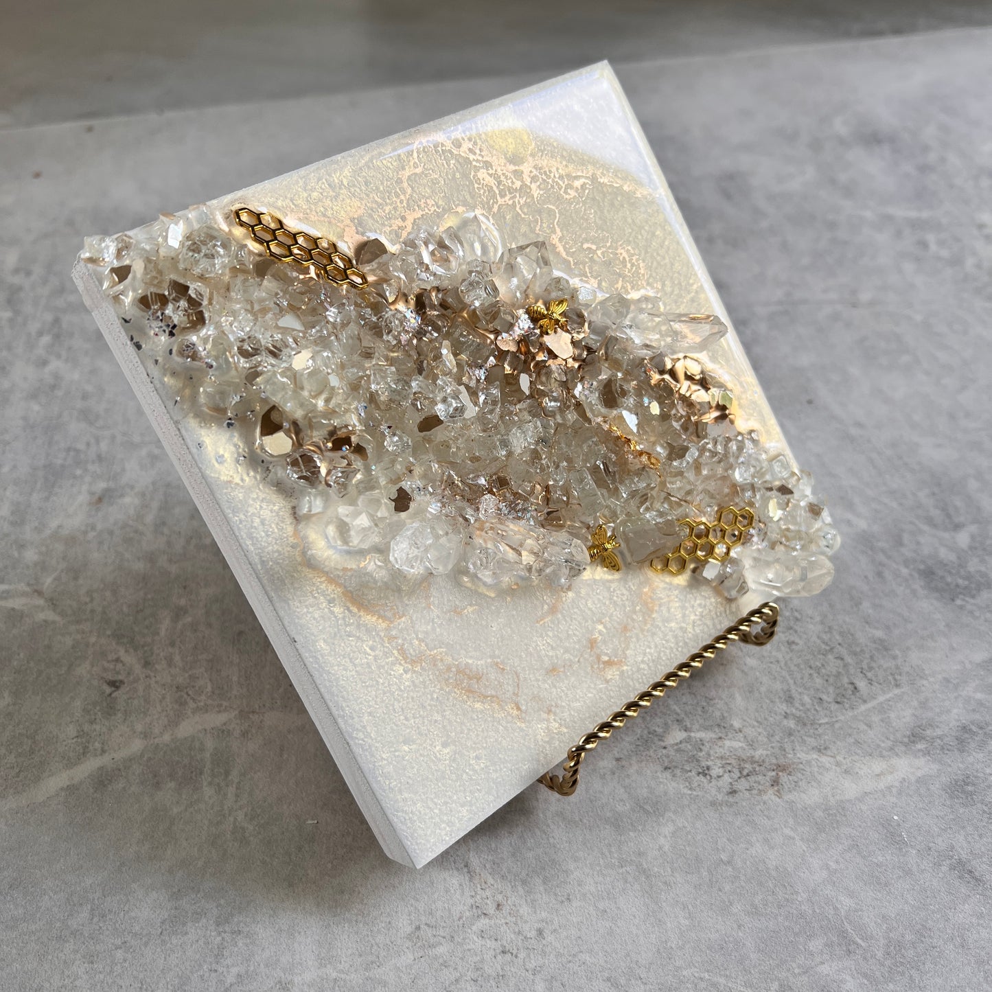 Honeybee Mini Geode Artwork with Stand