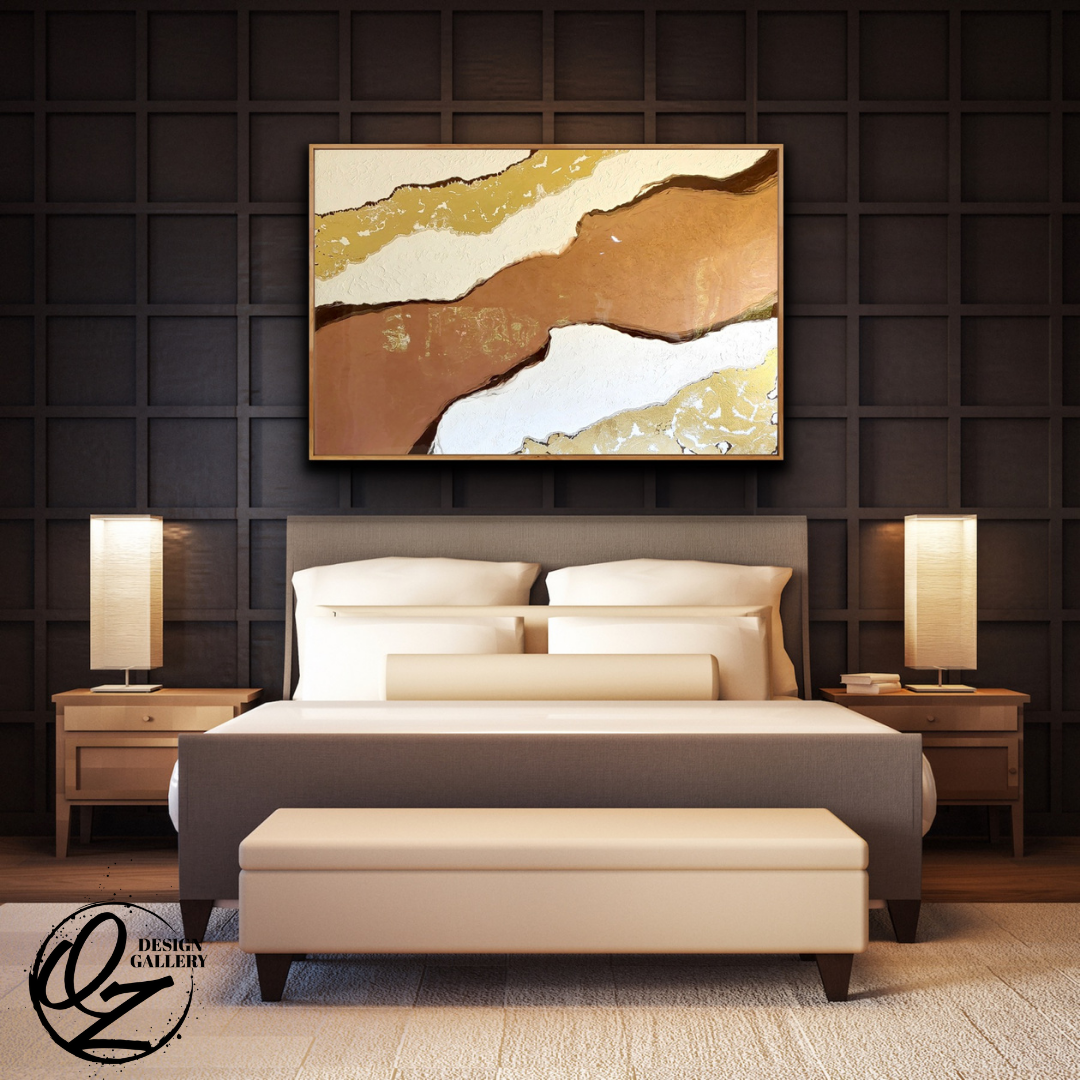 River of Bronze Artwork with Floating Frame 48x72