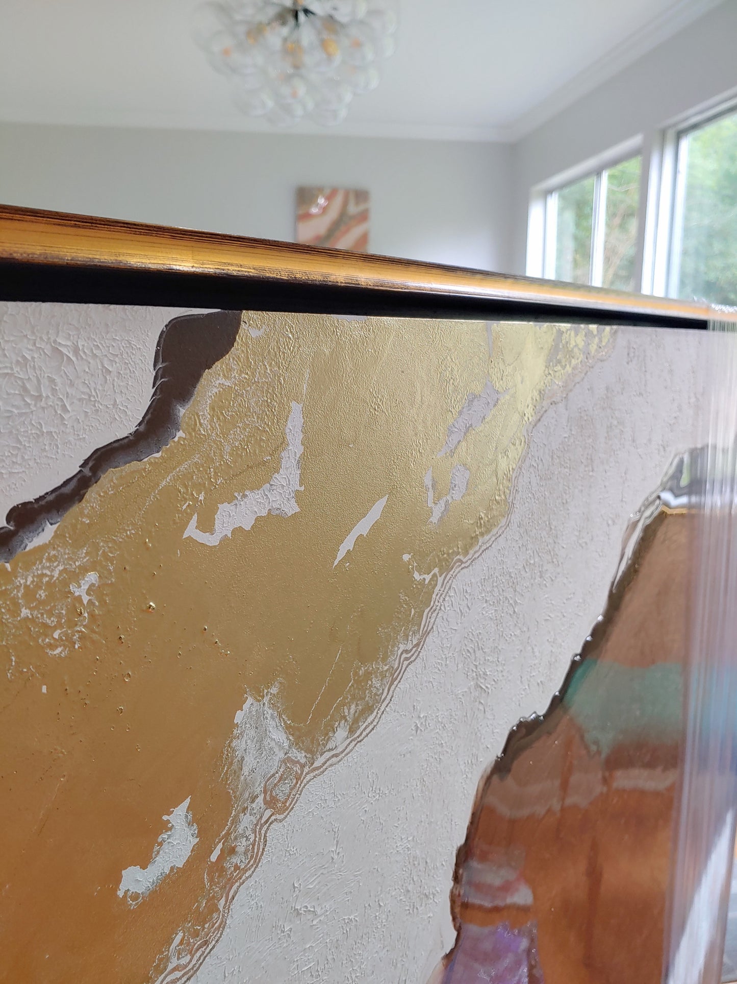 River of Bronze Artwork with Floating Frame 48x72
