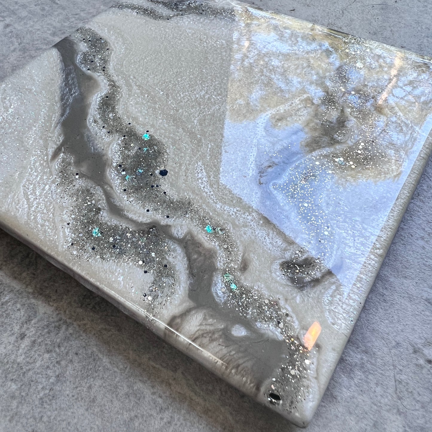 Mini Tray in White & Silver