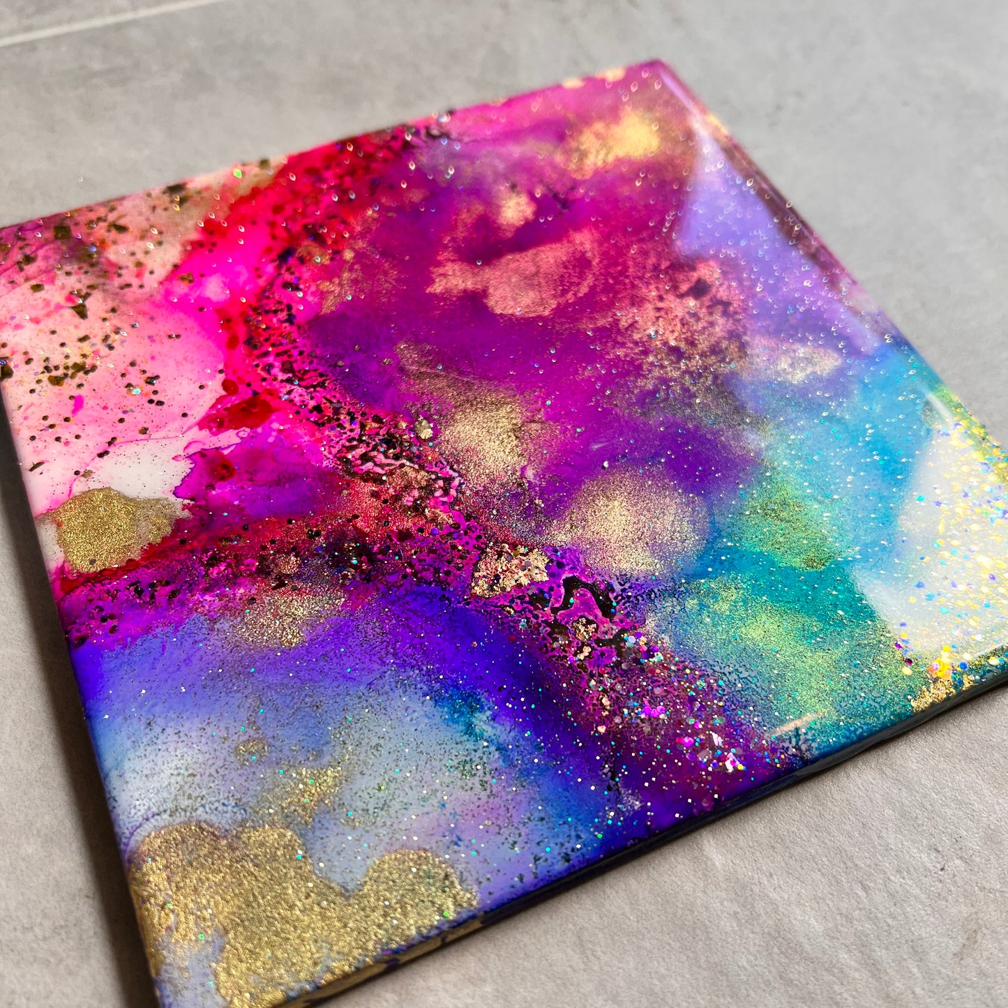 Pink Nebula Mini Artwork with Stand