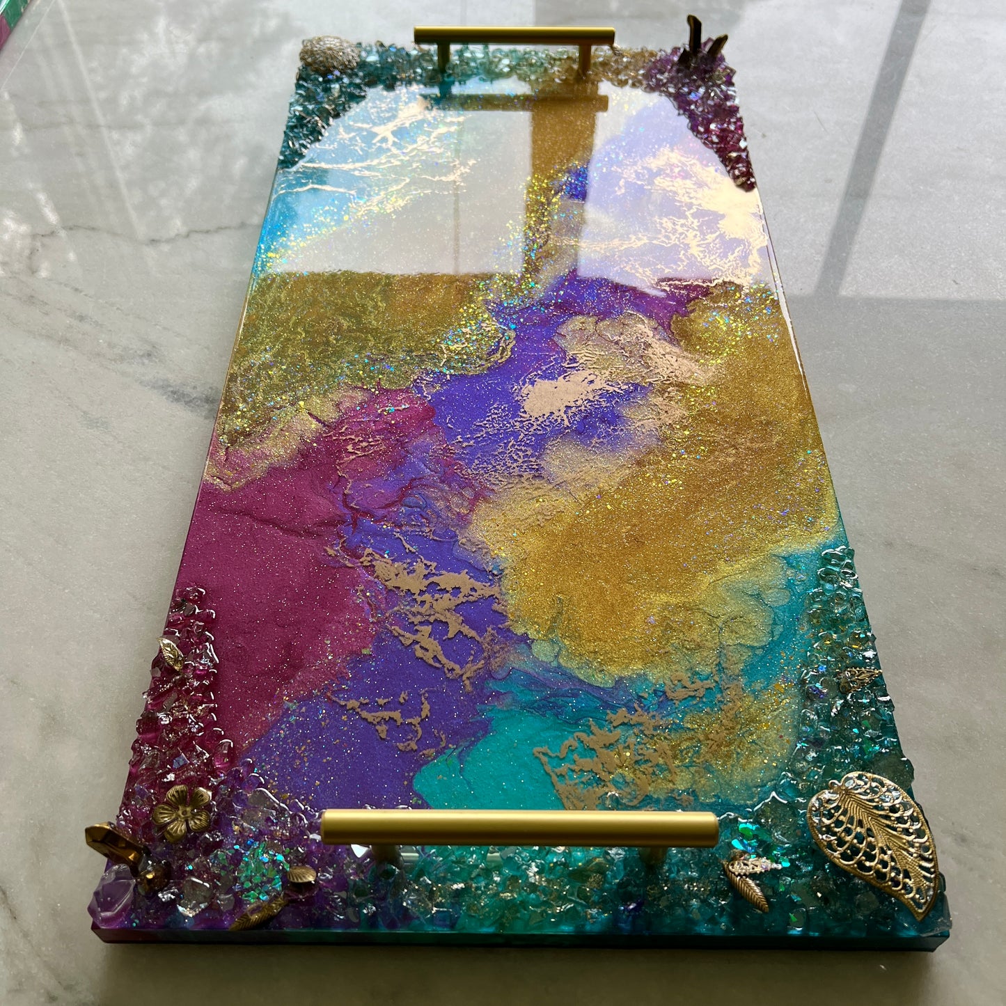 The QZ Peacock Jewel Tone Luxury Tray