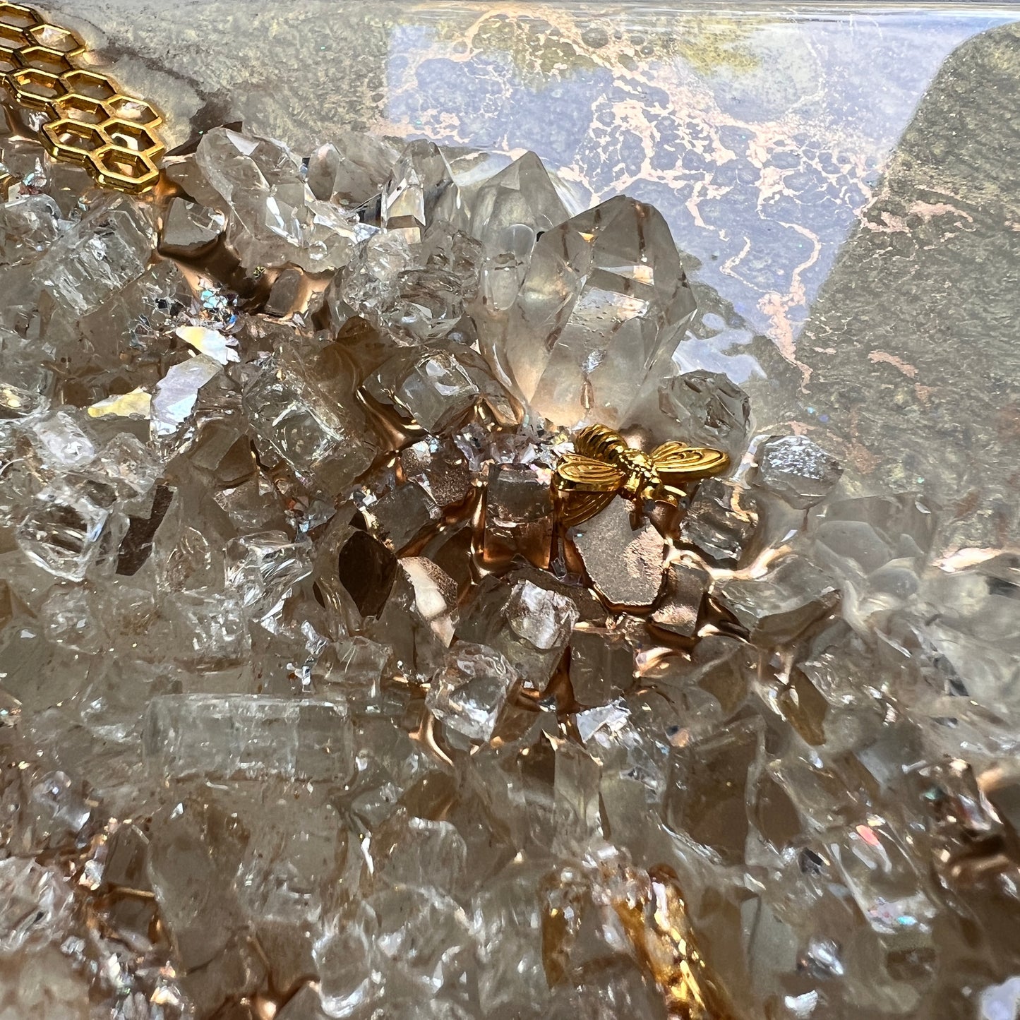 Honeybee Mini Geode Artwork with Stand
