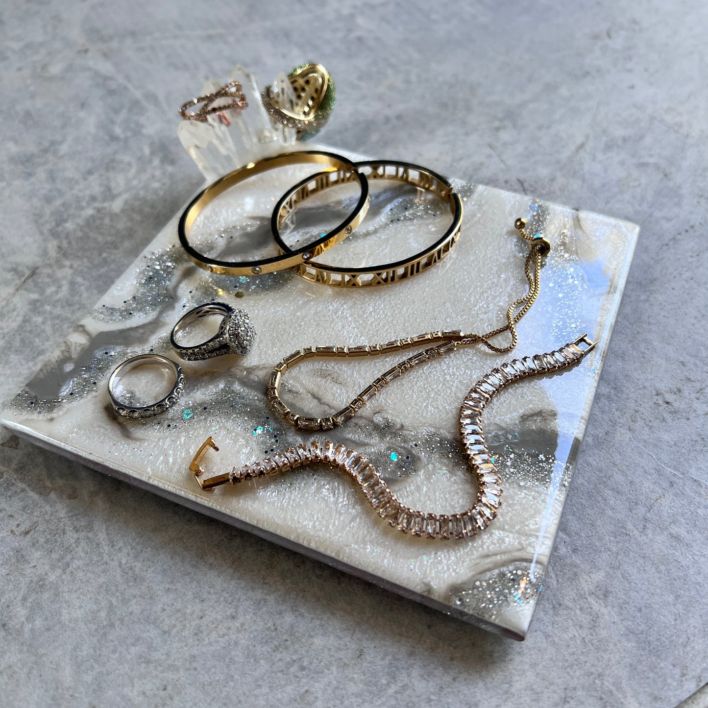 Mini Tray in White & Silver