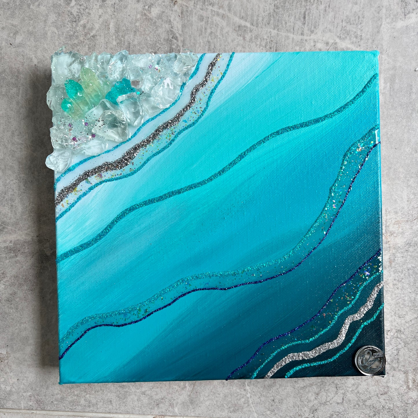 Sea Blue Medium Artwork with Stand
