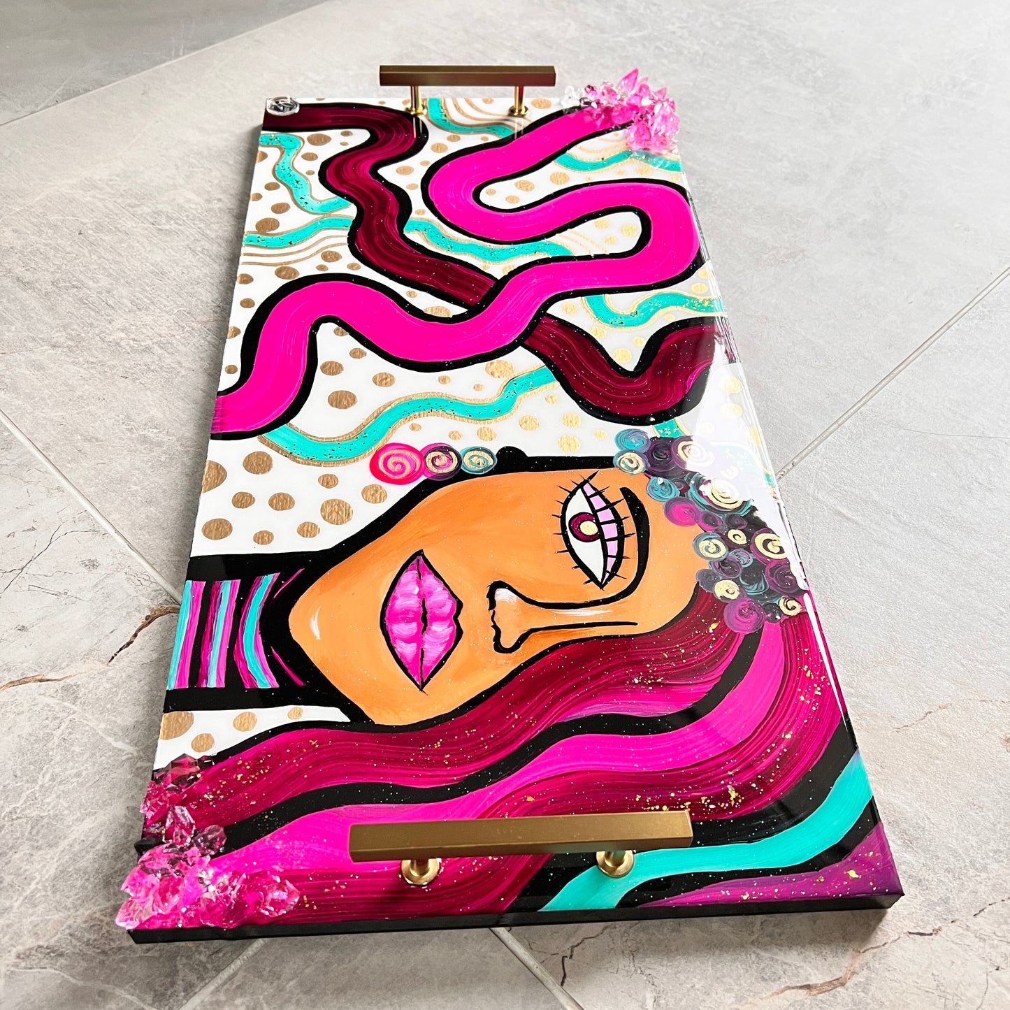 Miss Mocha Hand Painted Luxury Resin Tray