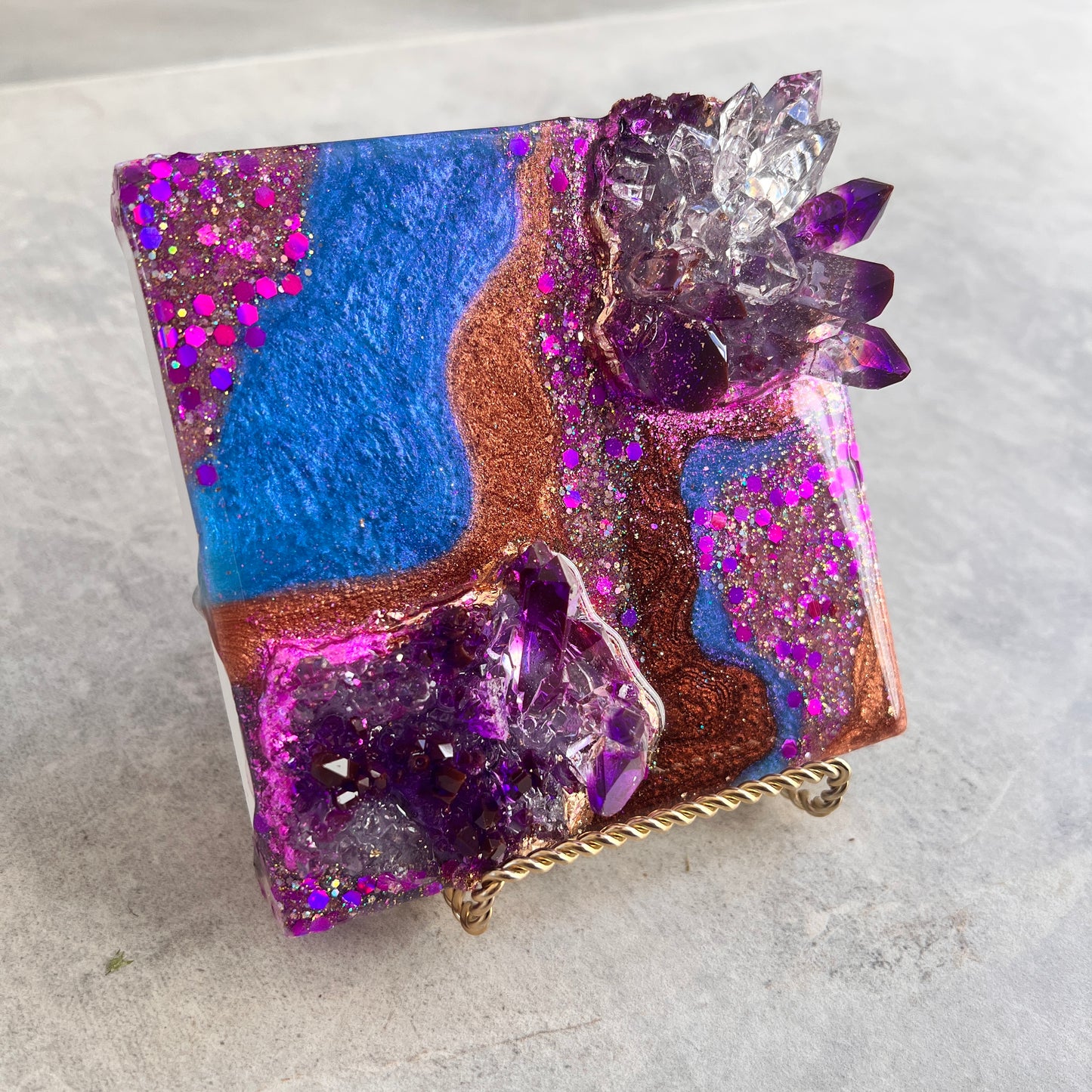 Amethyst Mini Geode Artwork with Stand