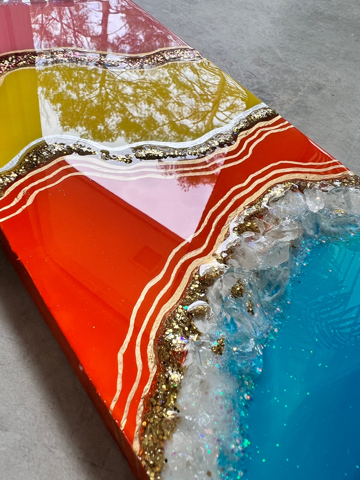 NEW! Colorful layered Resin and Glass Artwork