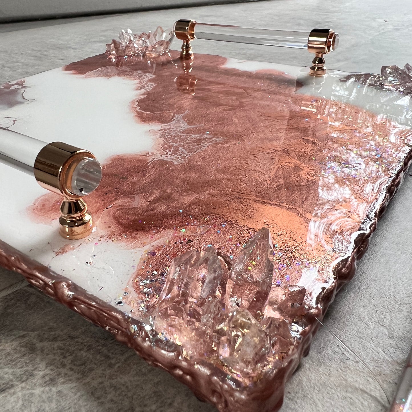 Rose Gold Luxury Tray With 6pc Coaster Set