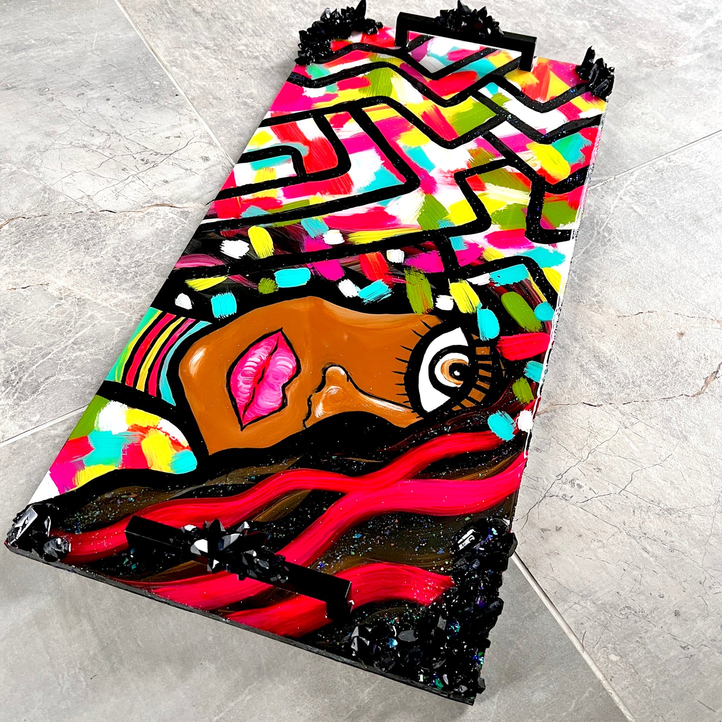 Power Moves Hand Painted Luxury Resin Tray