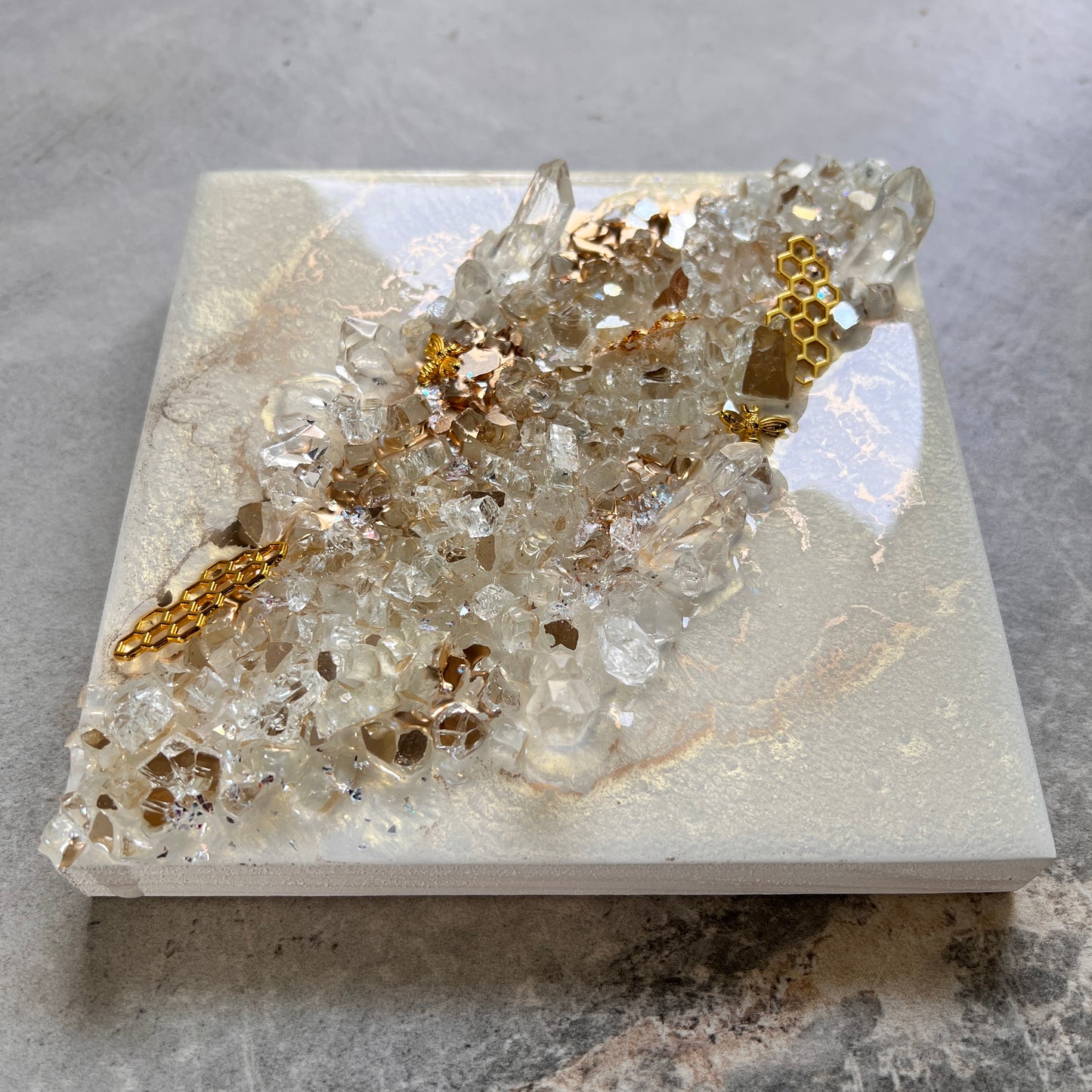 Honeybee Mini Geode Artwork with Stand