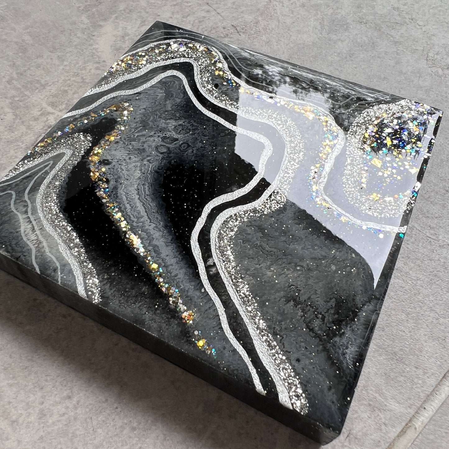 Black & Silver Mini Artwork with Stand