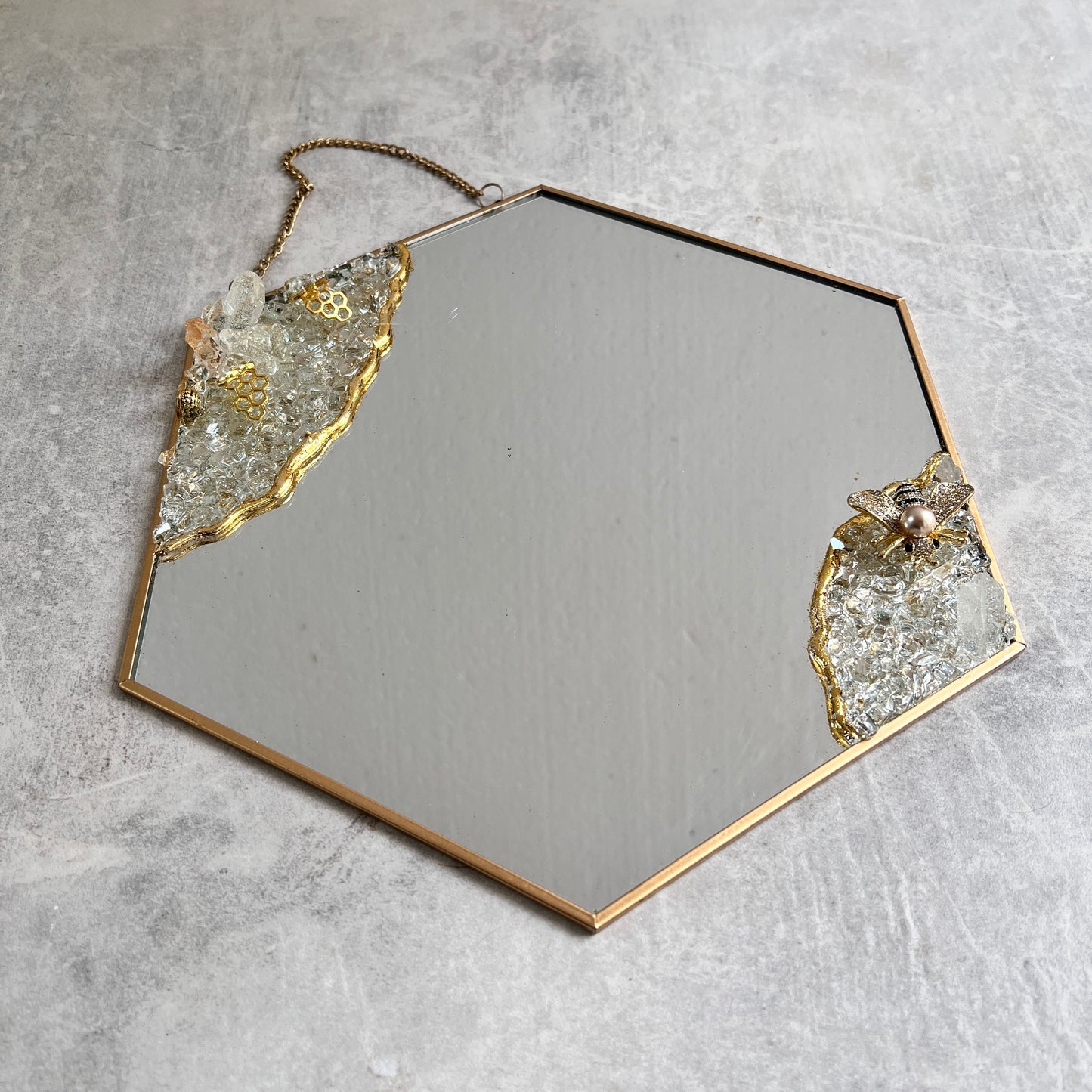 U R BEEautiful Hexagon Hanging Mirror