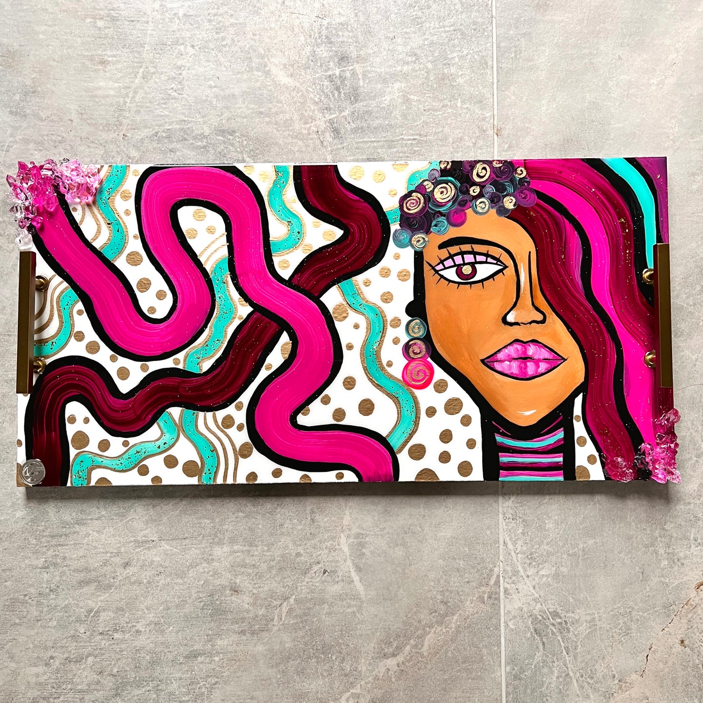 Miss Mocha Hand Painted Luxury Resin Tray