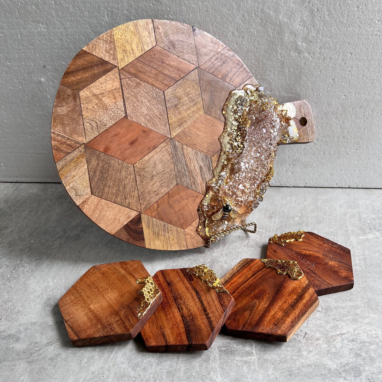 All The Buzz Cheeseboard & Coaster Set