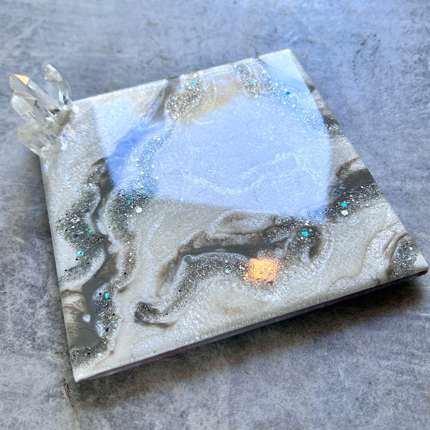 Mini Tray in White & Silver
