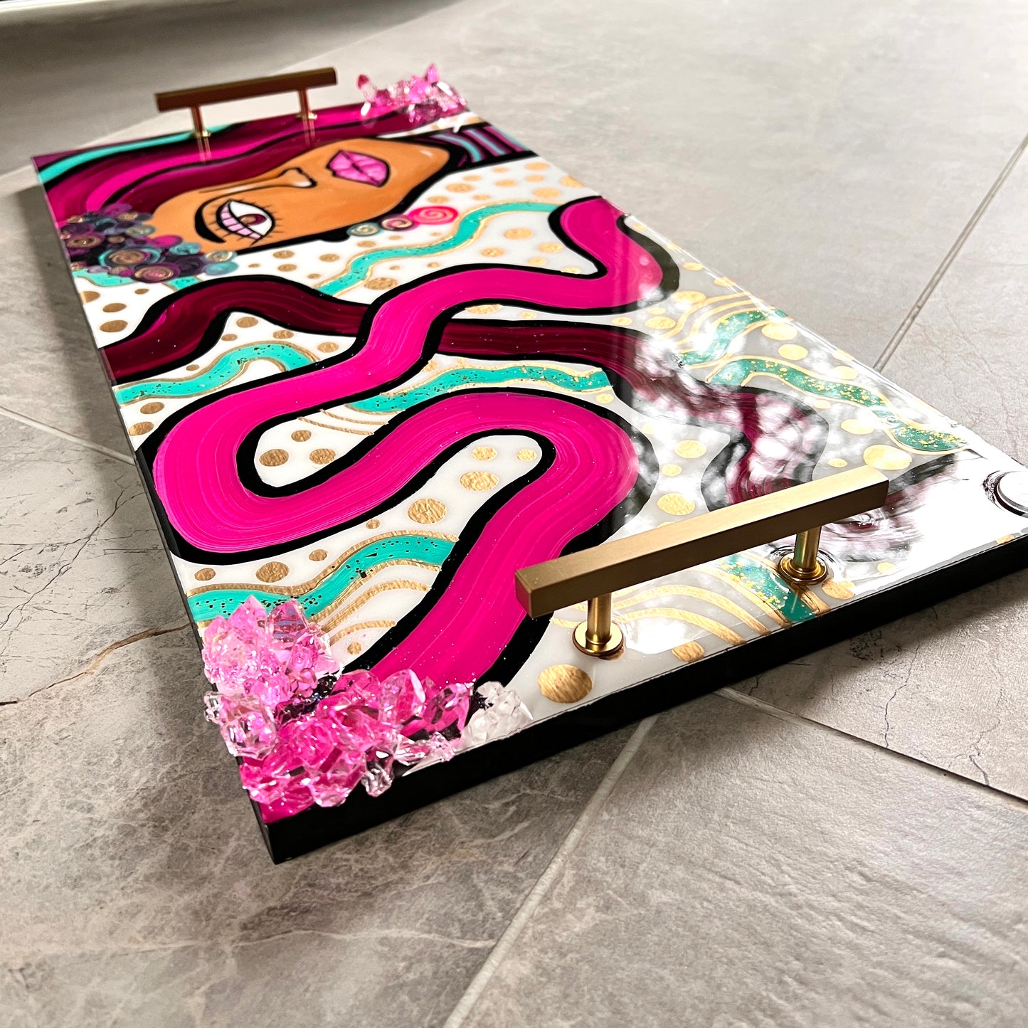 Miss Mocha Hand Painted Luxury Resin Tray