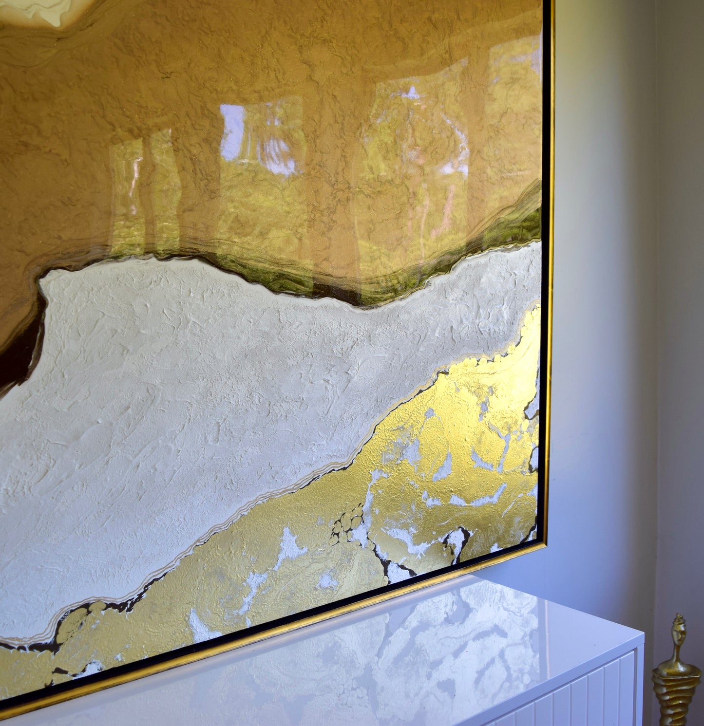 River of Bronze Artwork with Floating Frame 48x72