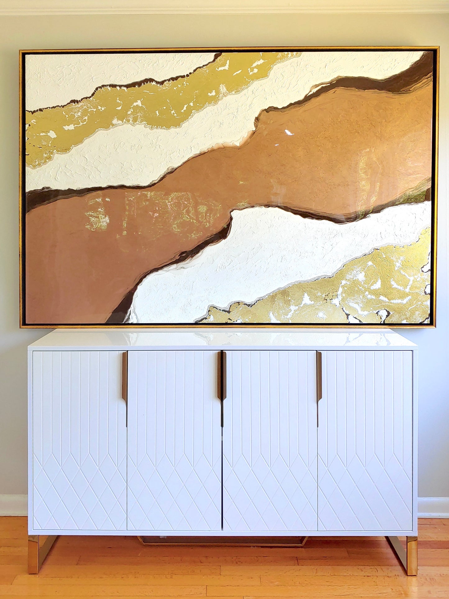 River of Bronze Artwork with Floating Frame 48x72