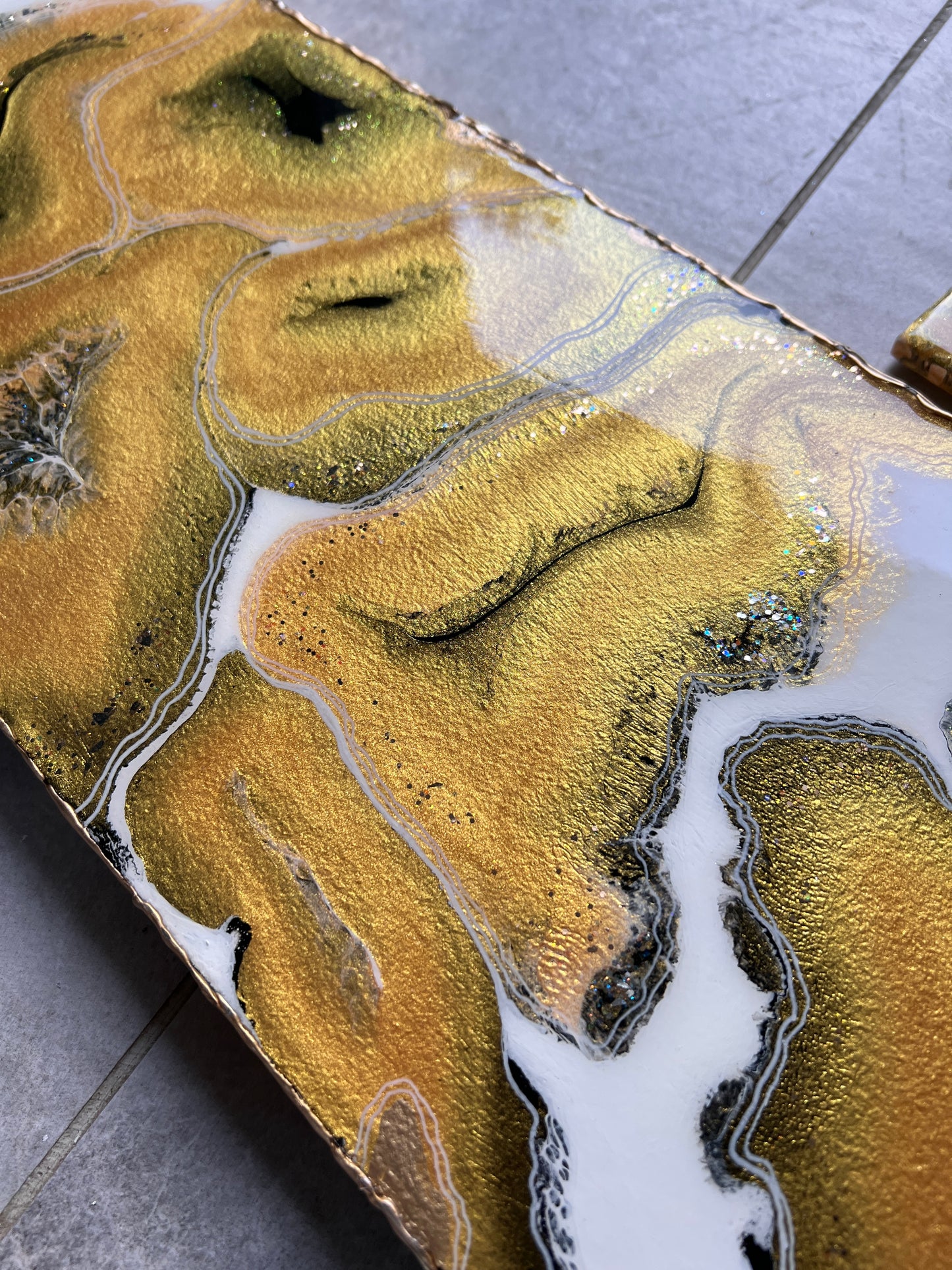 Extra Large Gold Luxe Tray & Coasters