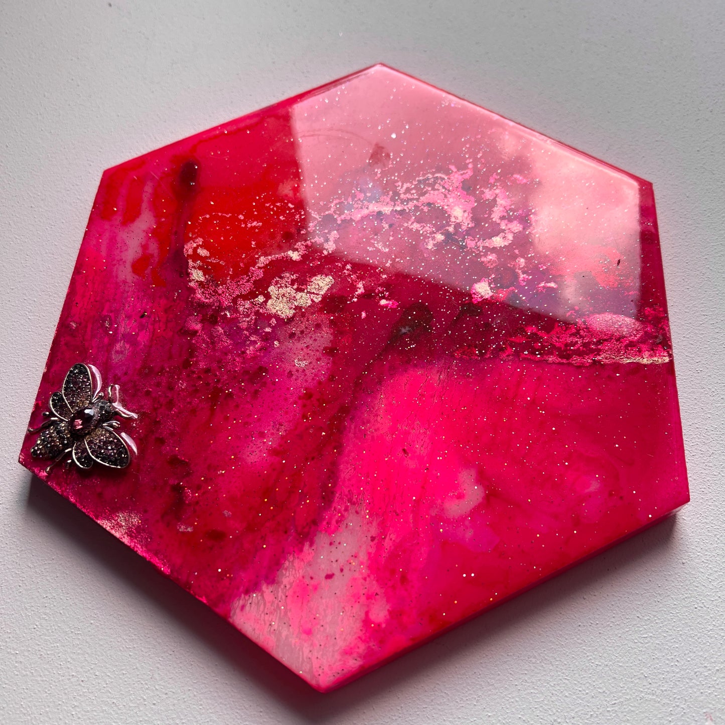 Hexagon marble platter 8x8